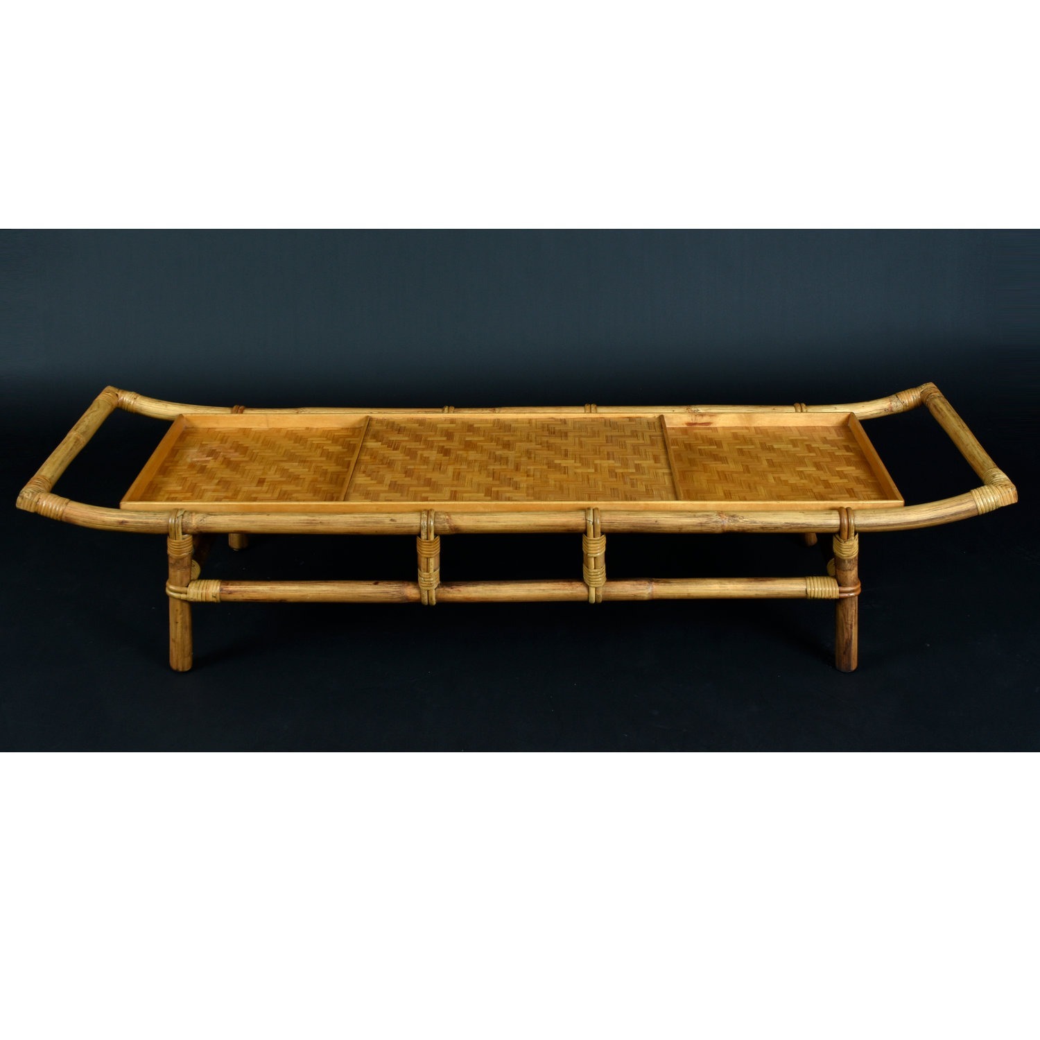 Ficks Reed 1950s Asian Modern Rattan Coffee Table - image-6