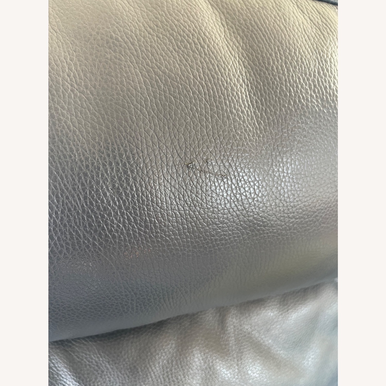 Living Spaces Blue Leather Reclining Sofa  - image-8