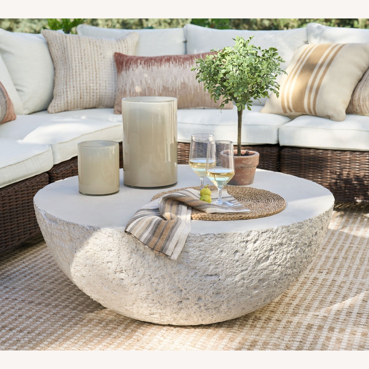 Pottery Barn Bolinas Concrete Round Outdoor Table - image-4