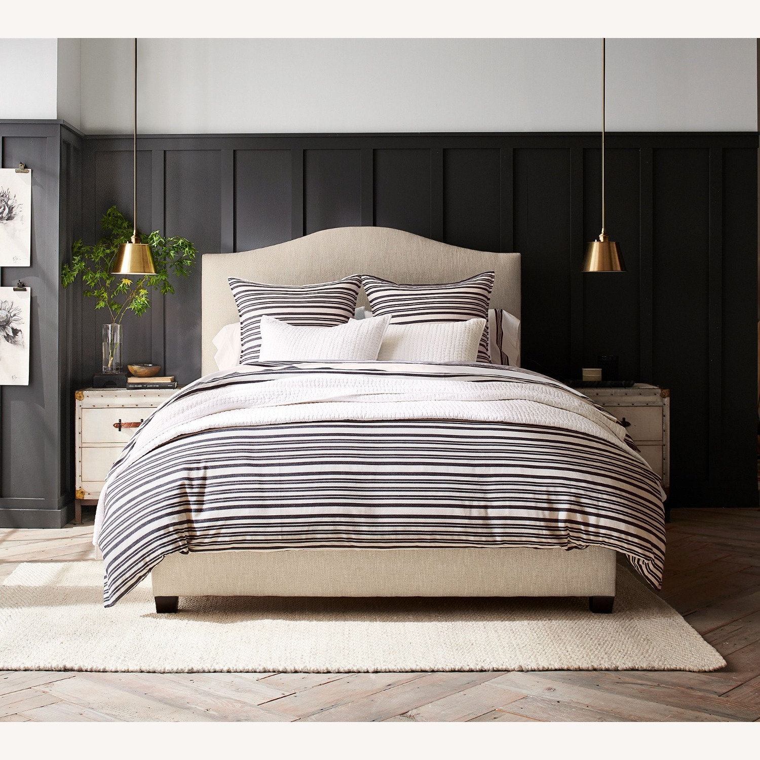 Pottery Barn Raleigh Curved Upholstered Headboard - image-2