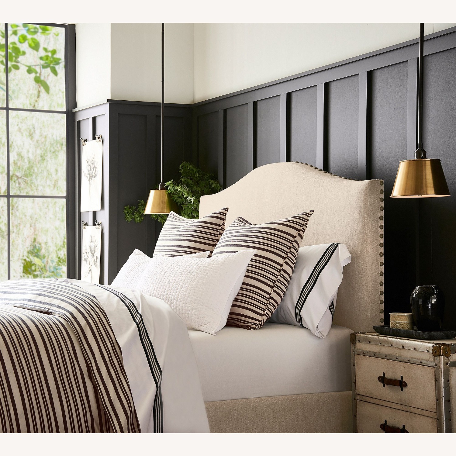 Pottery Barn Raleigh Curved Upholstered Headboard - image-1