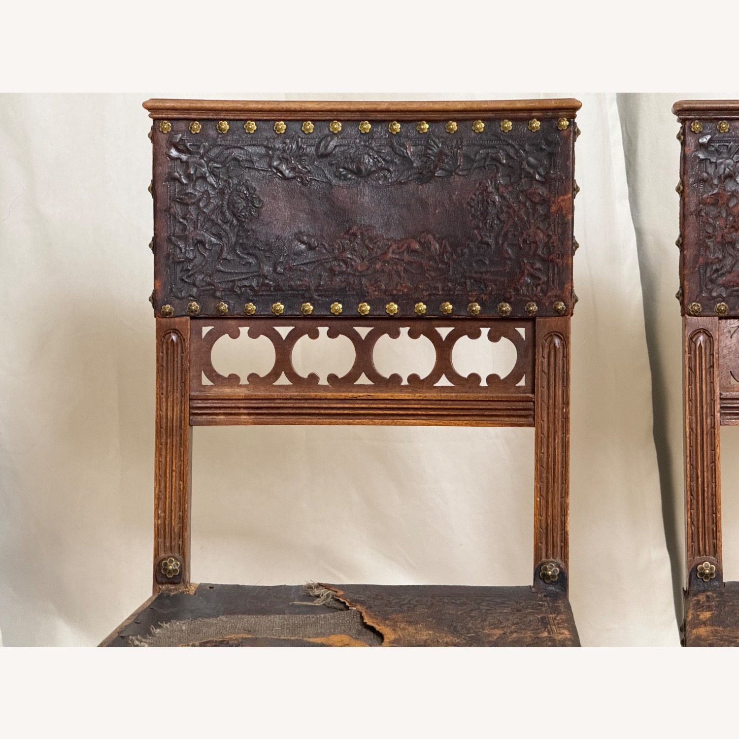 King Henry II Renaissance 2 Chairs 19th Century - image-2
