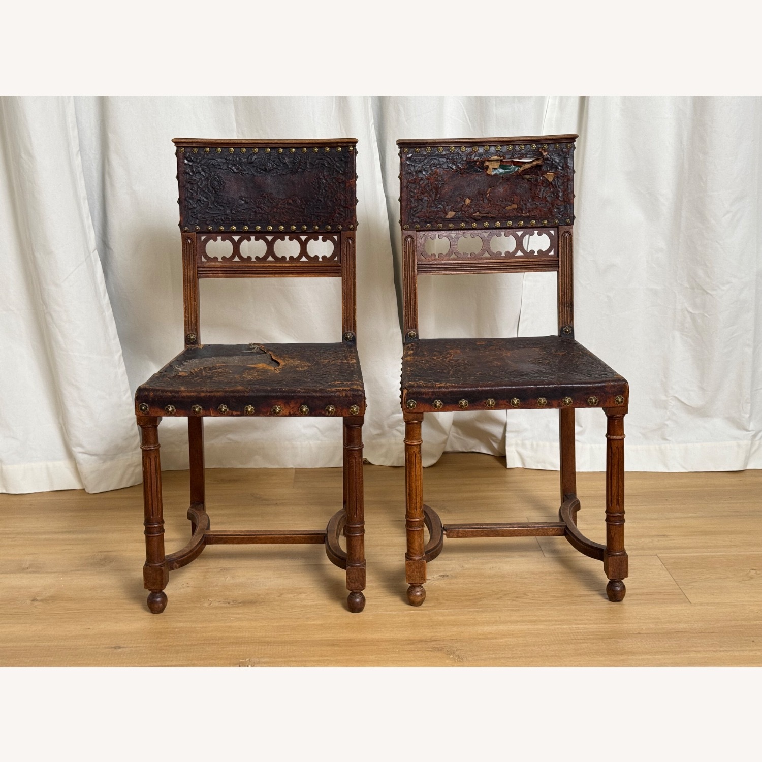 King Henry II Renaissance 2 Chairs 19th Century - image-1