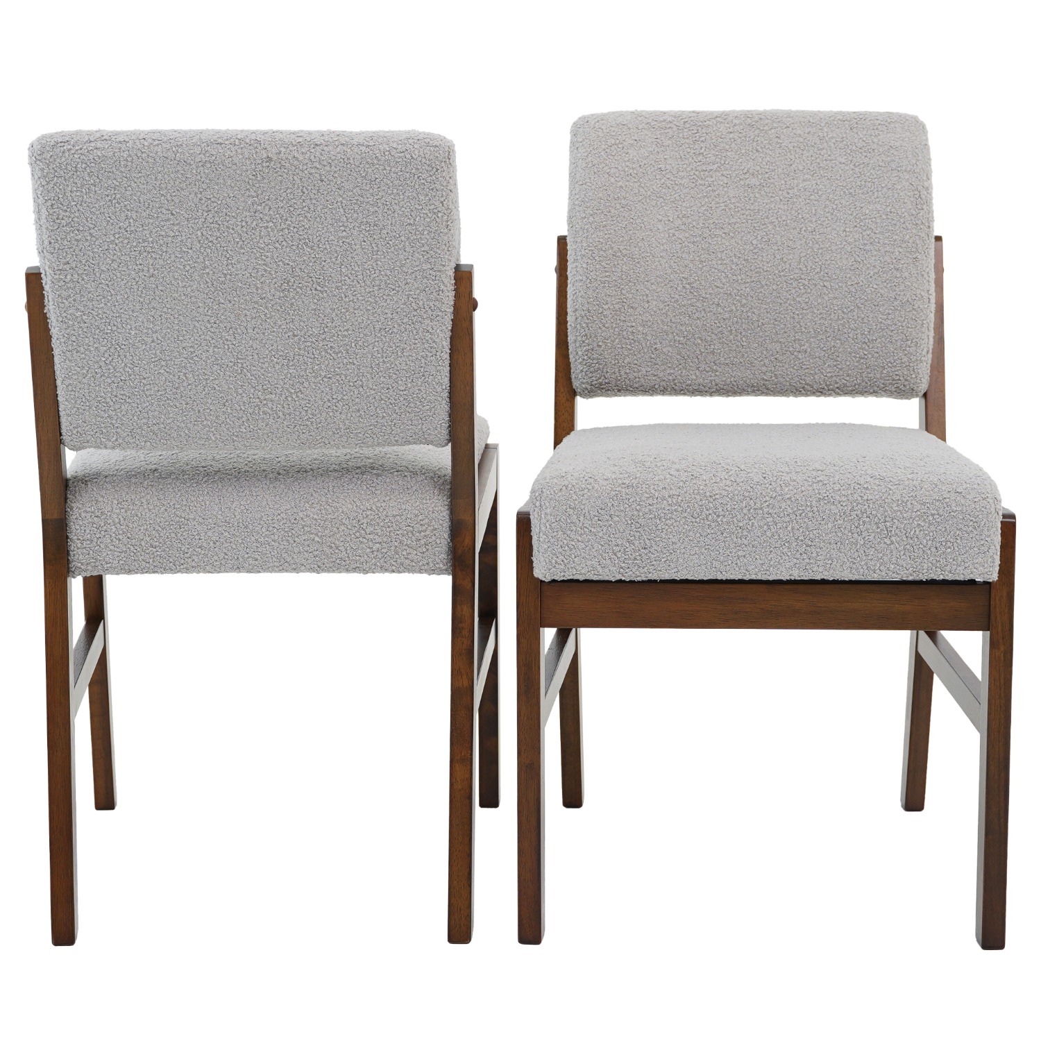 Bernard Dining Chair Set of 2 - Light Grey Boucle - image-1