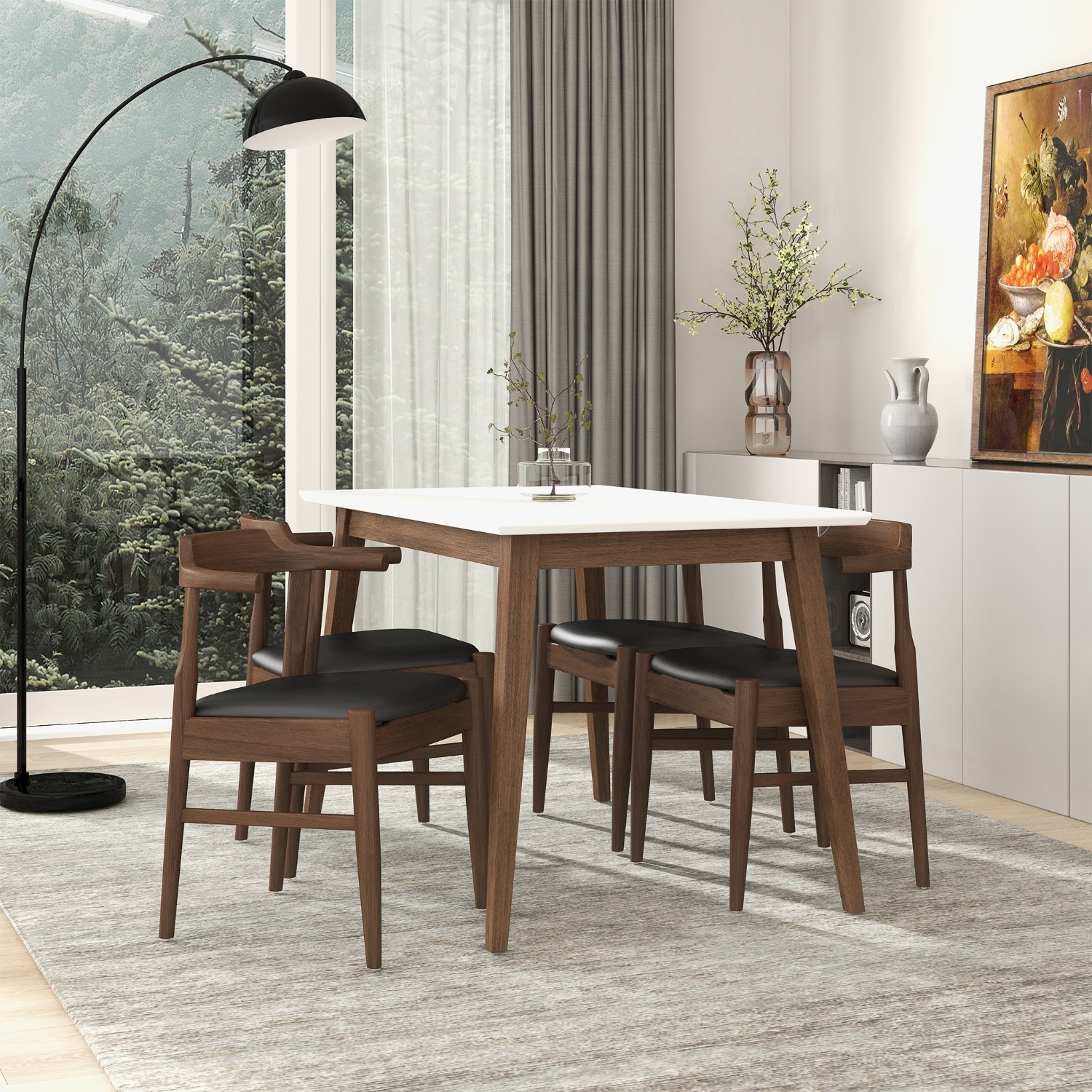 Zola Dining Chair Black Leather Set of 2 - image-6
