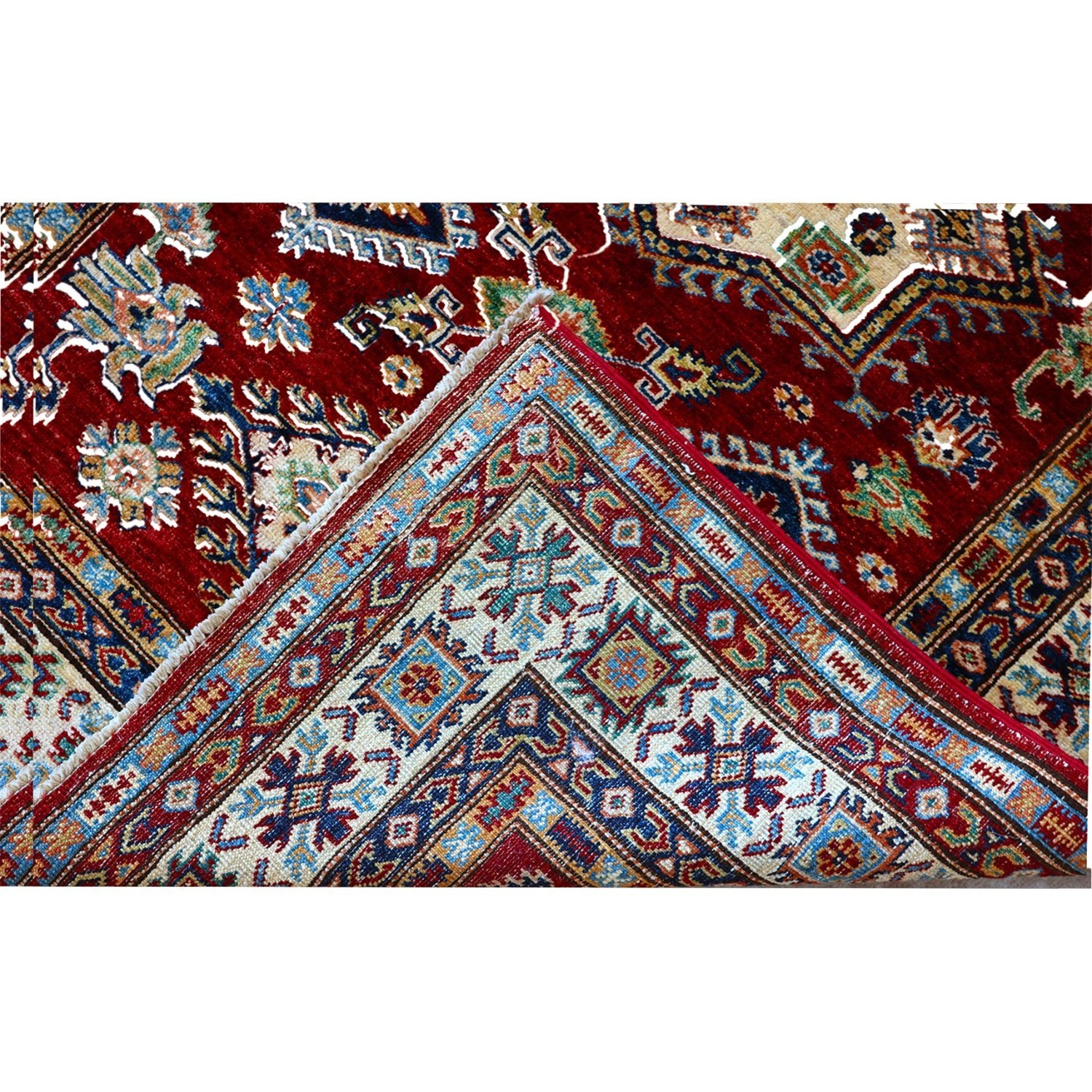 Hand-Knotted 4x6 Afghan Wool Area Rug - Ruby Red 4X6 - image-1