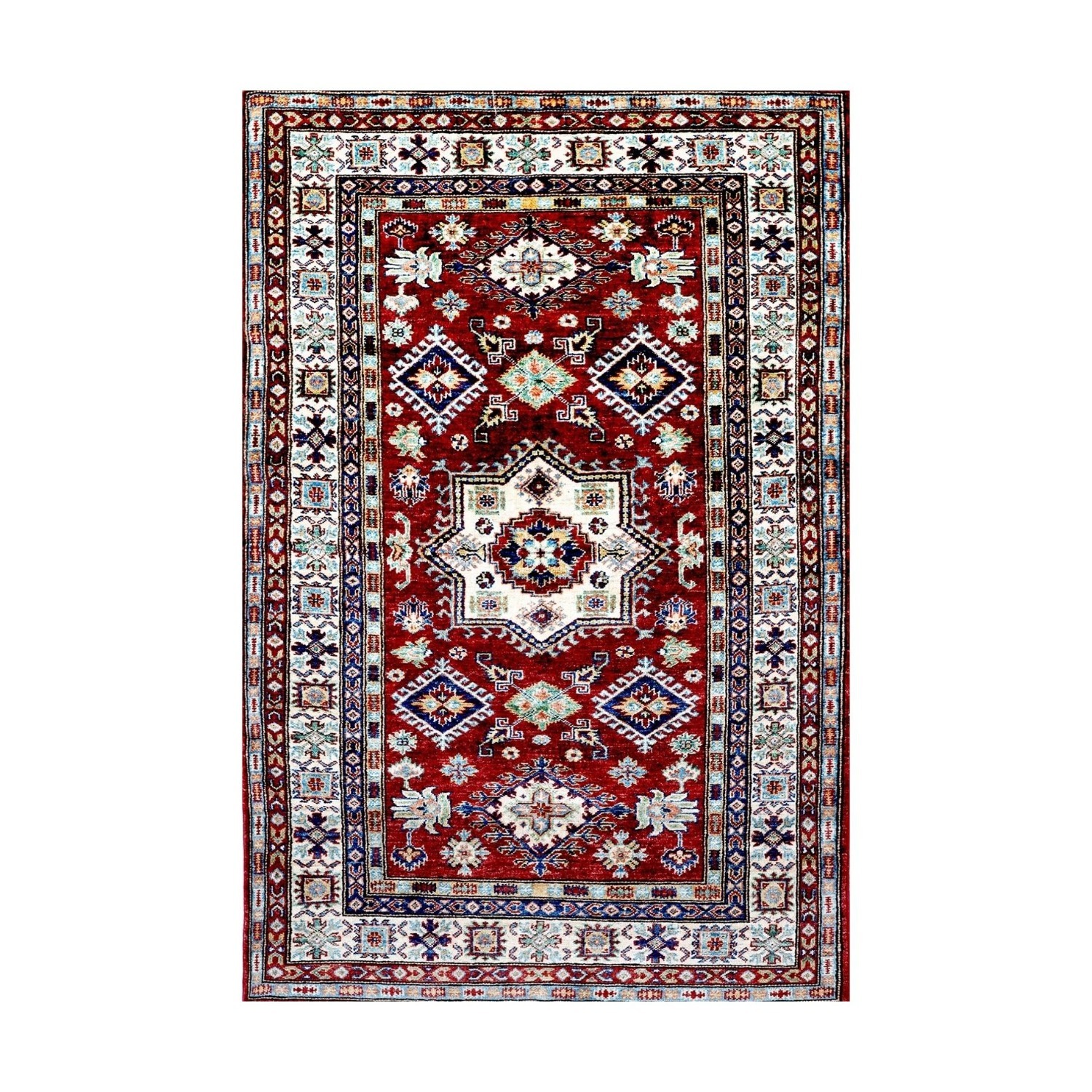 Hand-Knotted 4x6 Afghan Wool Area Rug - Ruby Red 4X6 - image-0