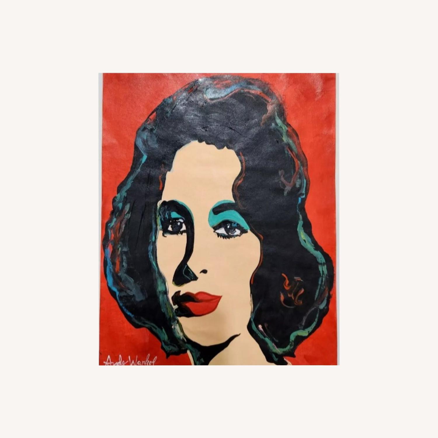 Andy Warhol Painting Signed Elizabeth Taylor Red - image-0