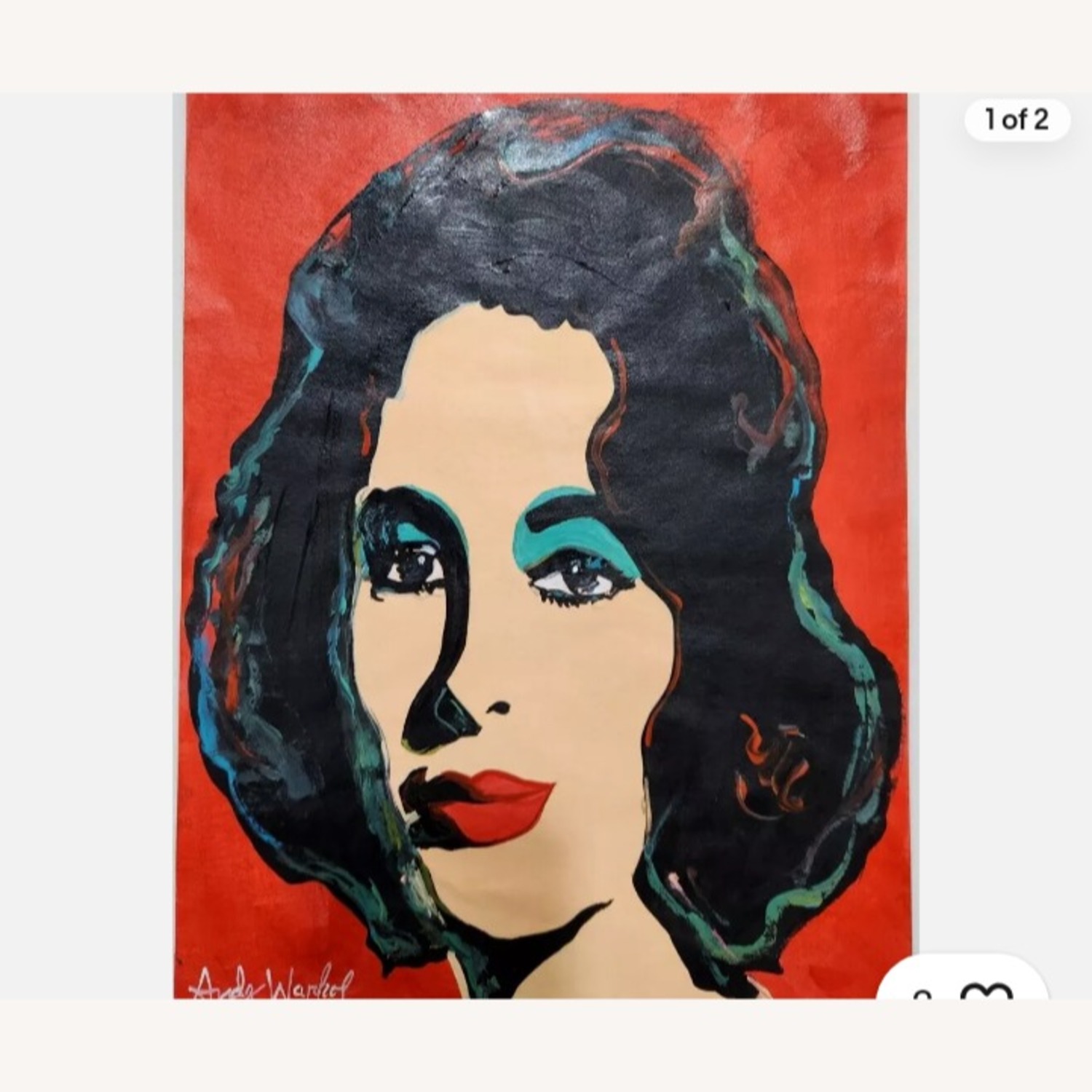 Andy Warhol Painting Signed Elizabeth Taylor Red - image-5