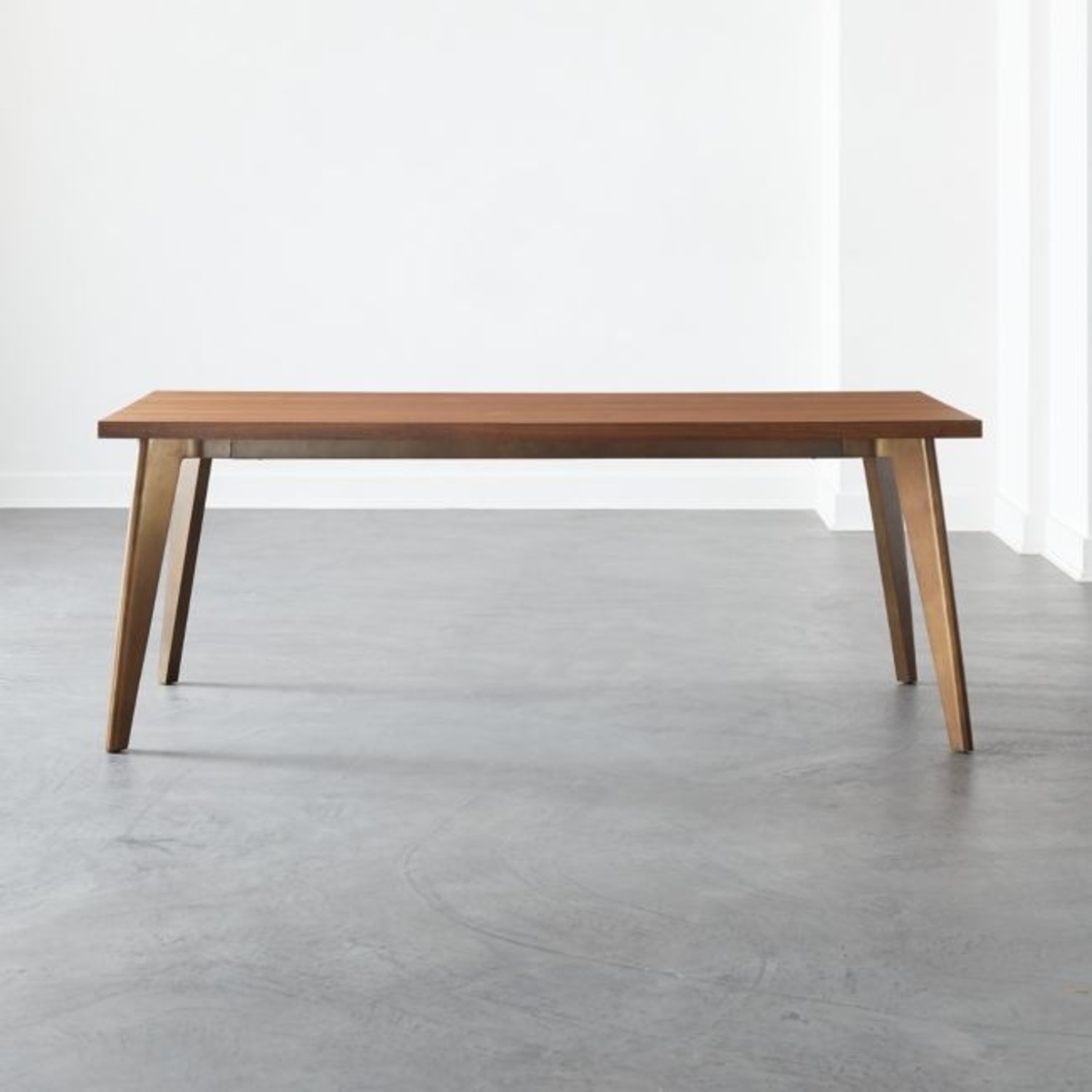 CB2 Harper Brass Dining Table with Walnut Top - image-1