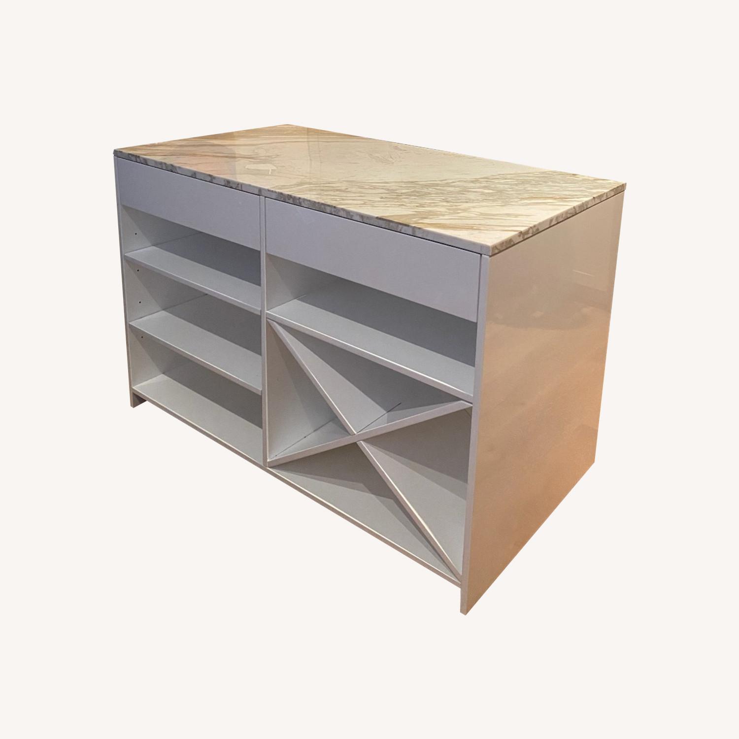 CB2 White Marble Kitchen Island - image-5