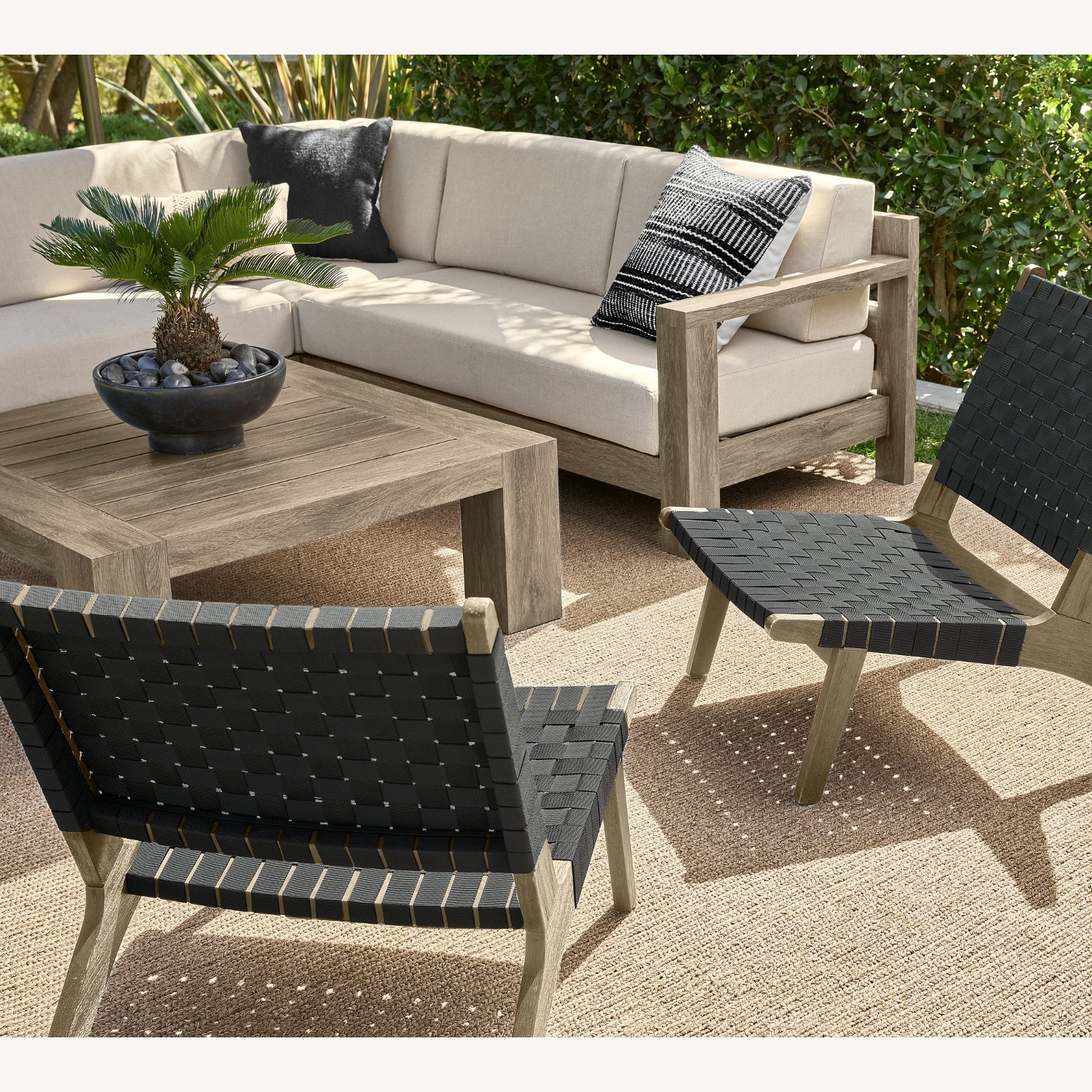Pottery Barn Abbott Acacia Woven Outdoor Lounge - image-3