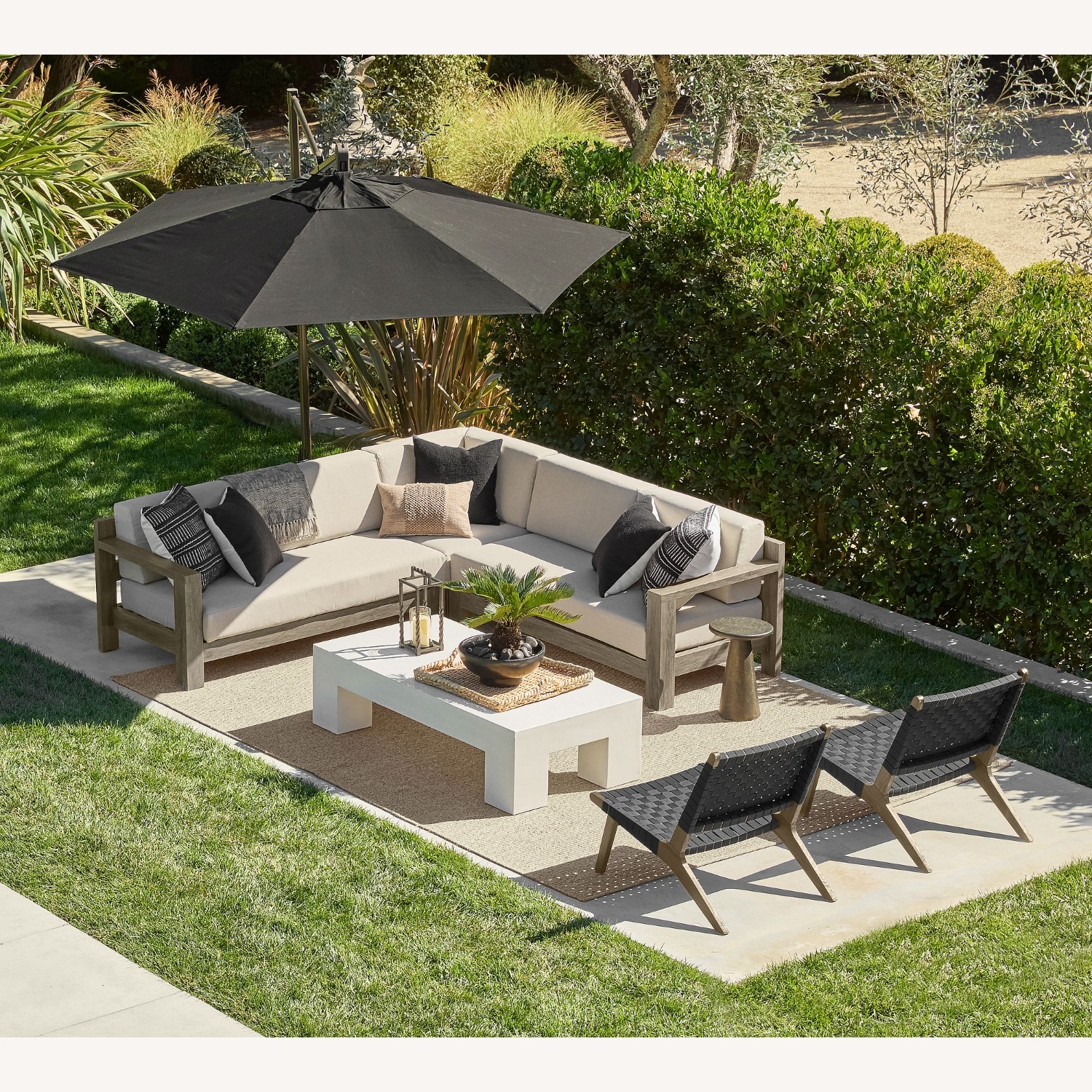 Pottery Barn Abbott Acacia Woven Outdoor Lounge - image-5