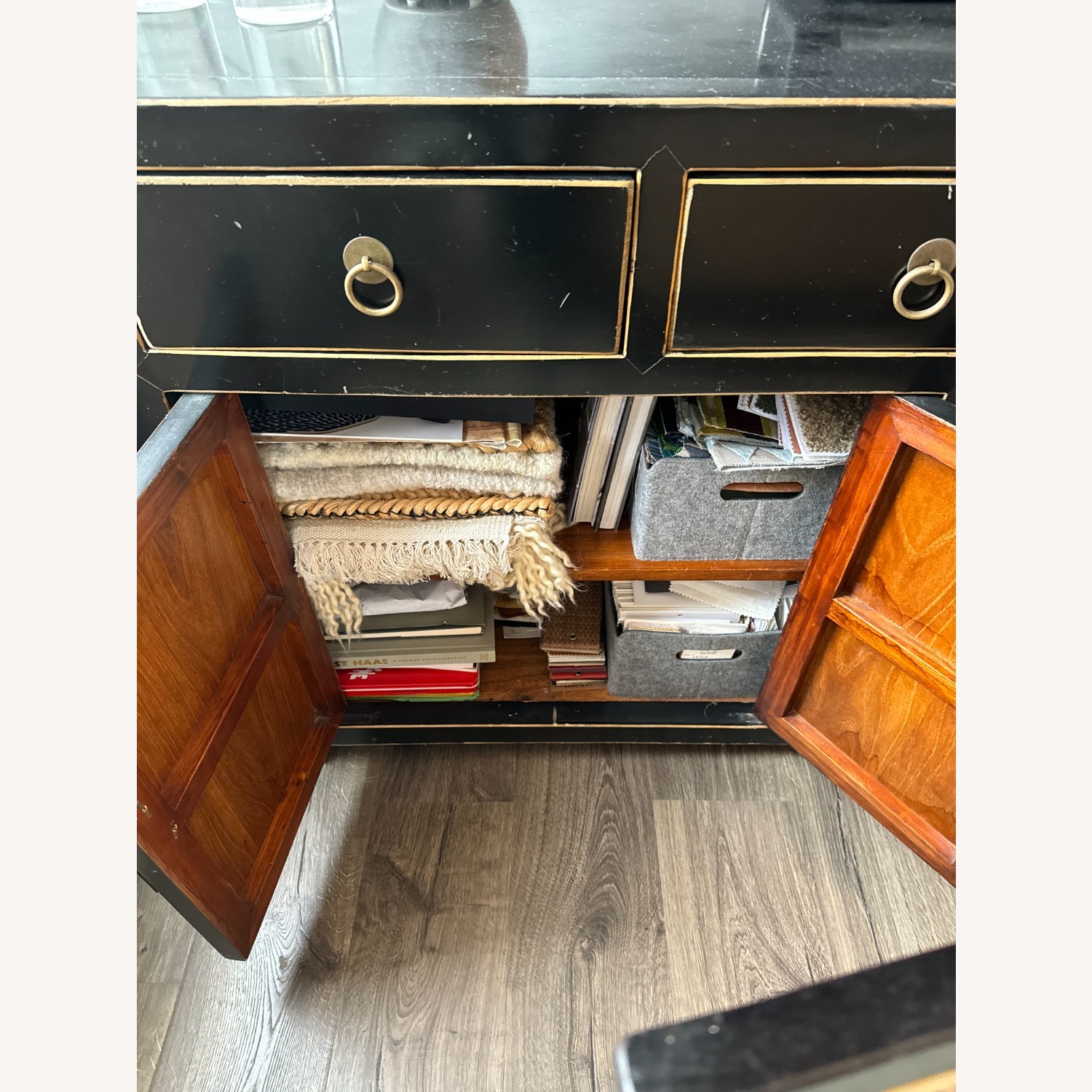 Distressed Black Lacquer Chinese/Ming Sideboard - image-9