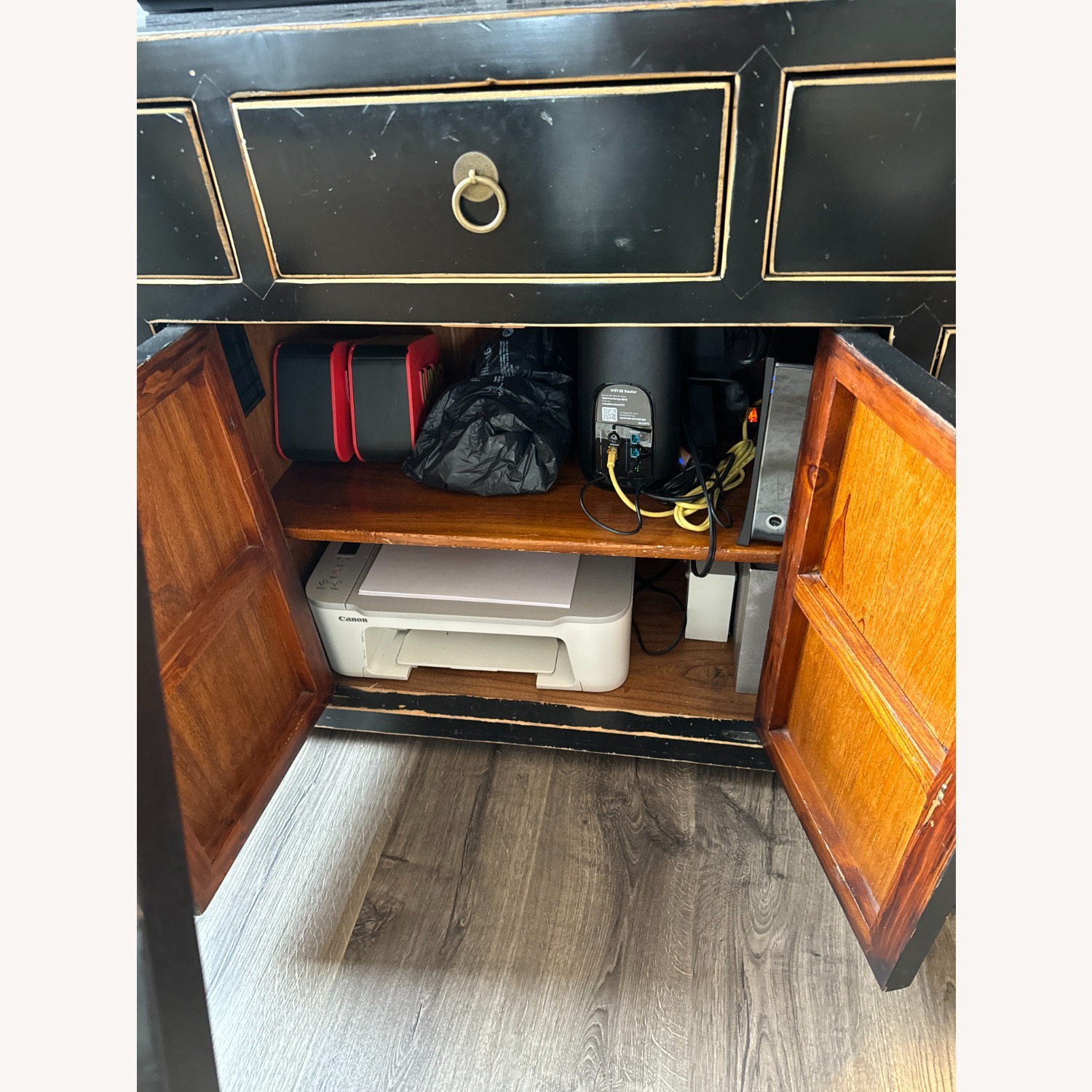 Distressed Black Lacquer Chinese/Ming Sideboard - image-10