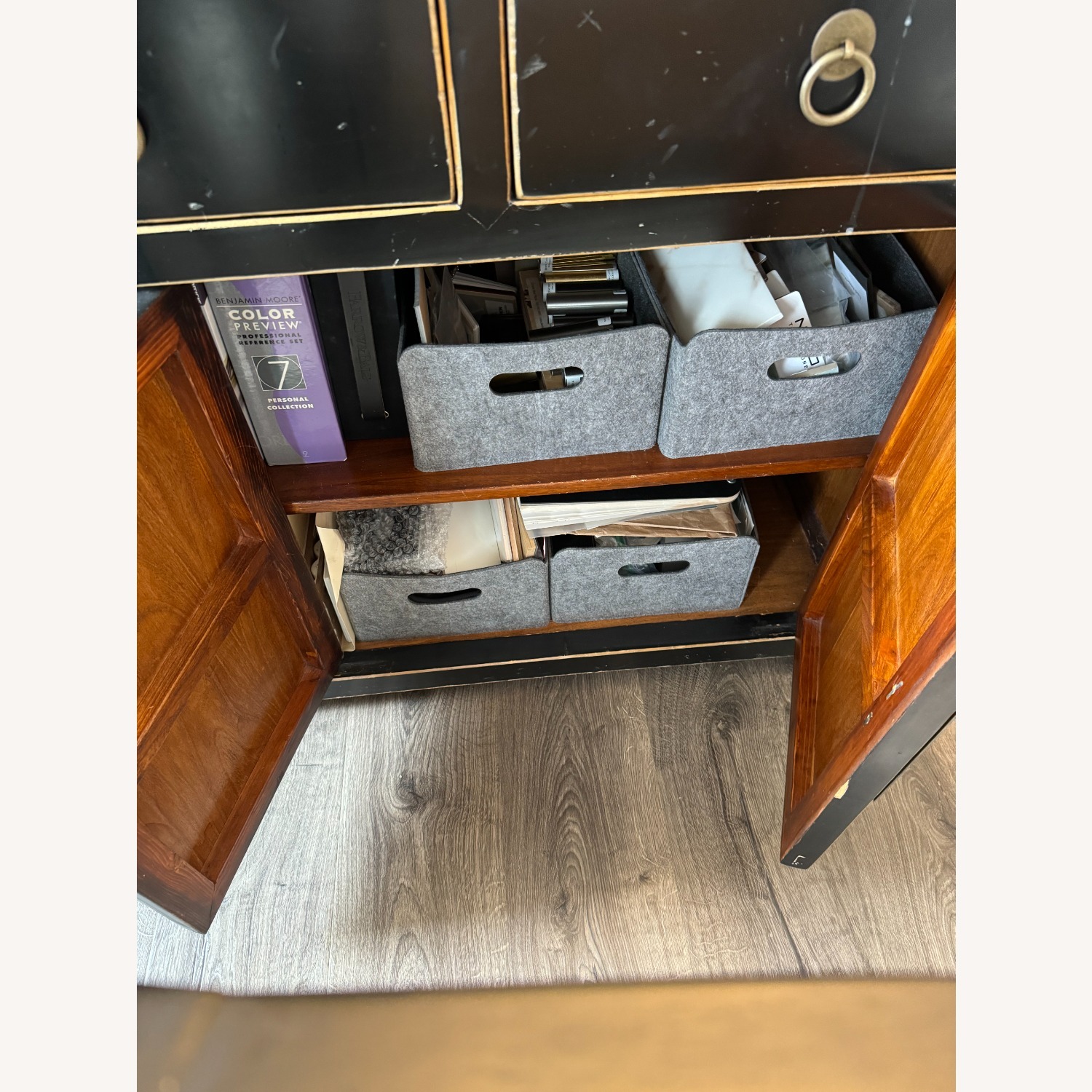 Distressed Black Lacquer Chinese/Ming Sideboard - image-11