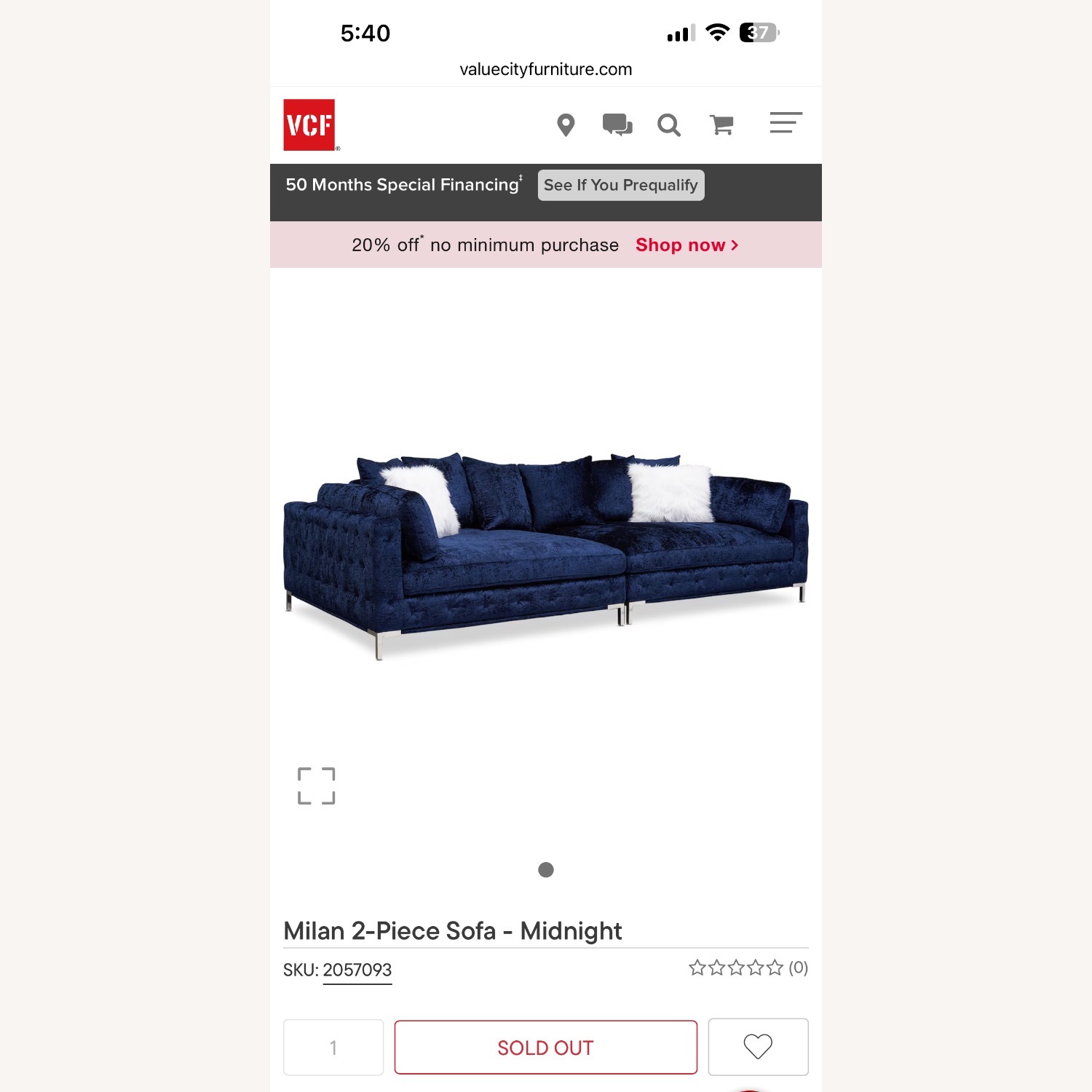 Value City Midnight Blue Sectional - image-6
