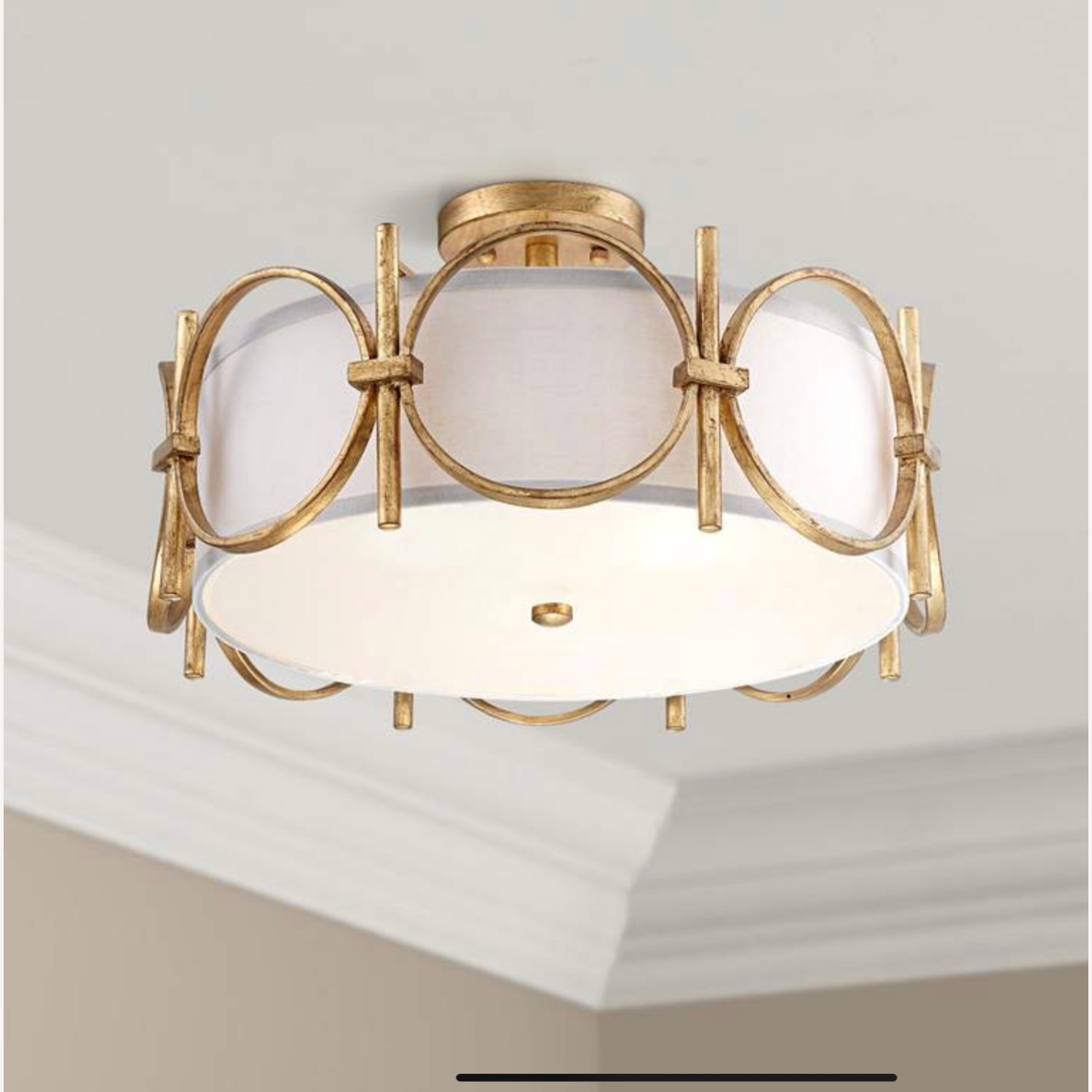 Gold Drum Ceiling Light - image-0