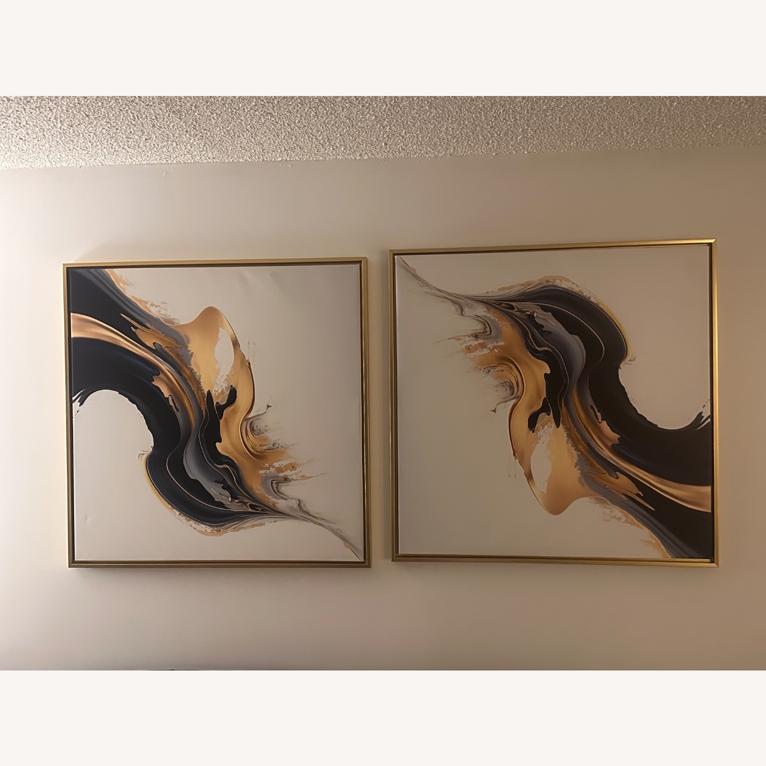 Black, White & Gold Liquid Canvas Painting - image-0