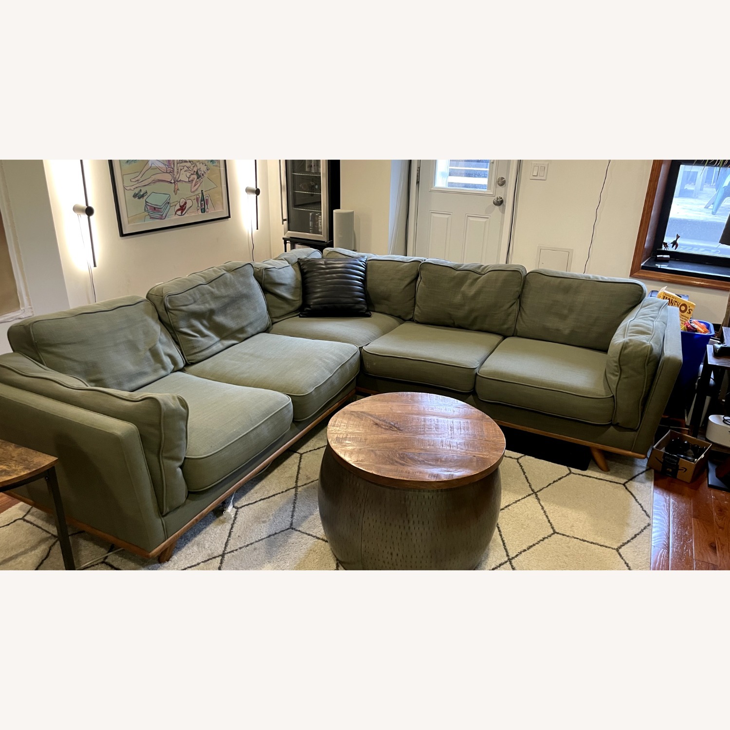 Article Timber 93" Corner Sectional - Olio Green - image-1
