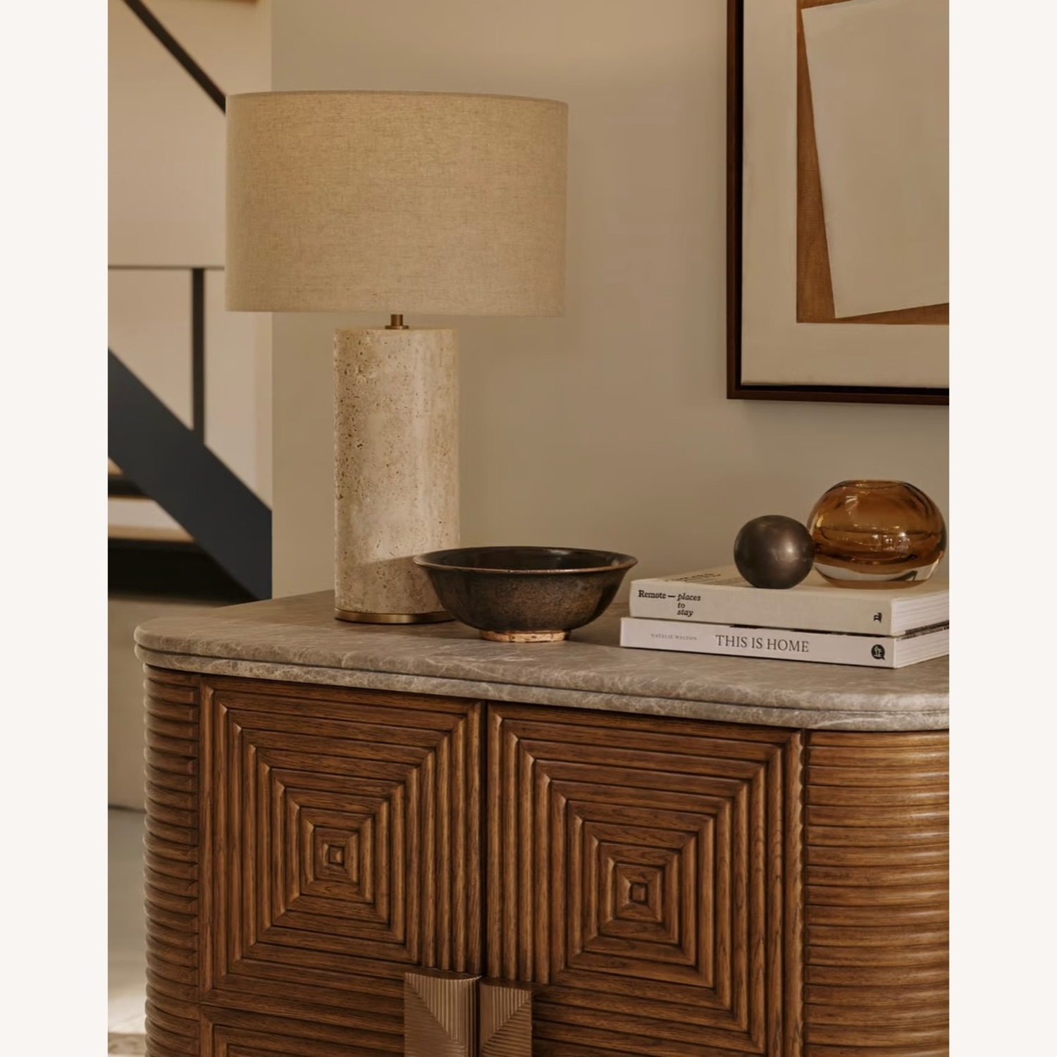 Soho Home Remi Stone Table Lamp Set of 2 - image-2