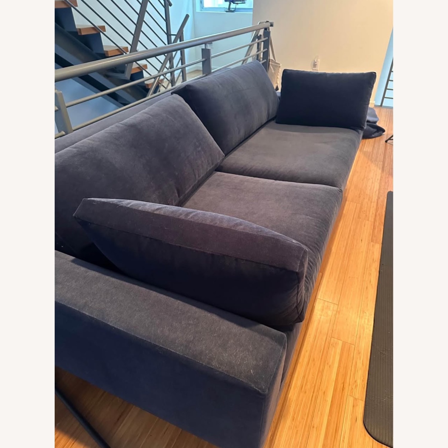 Restoration Hardware Custom Blue Velvet Sofa - image-1