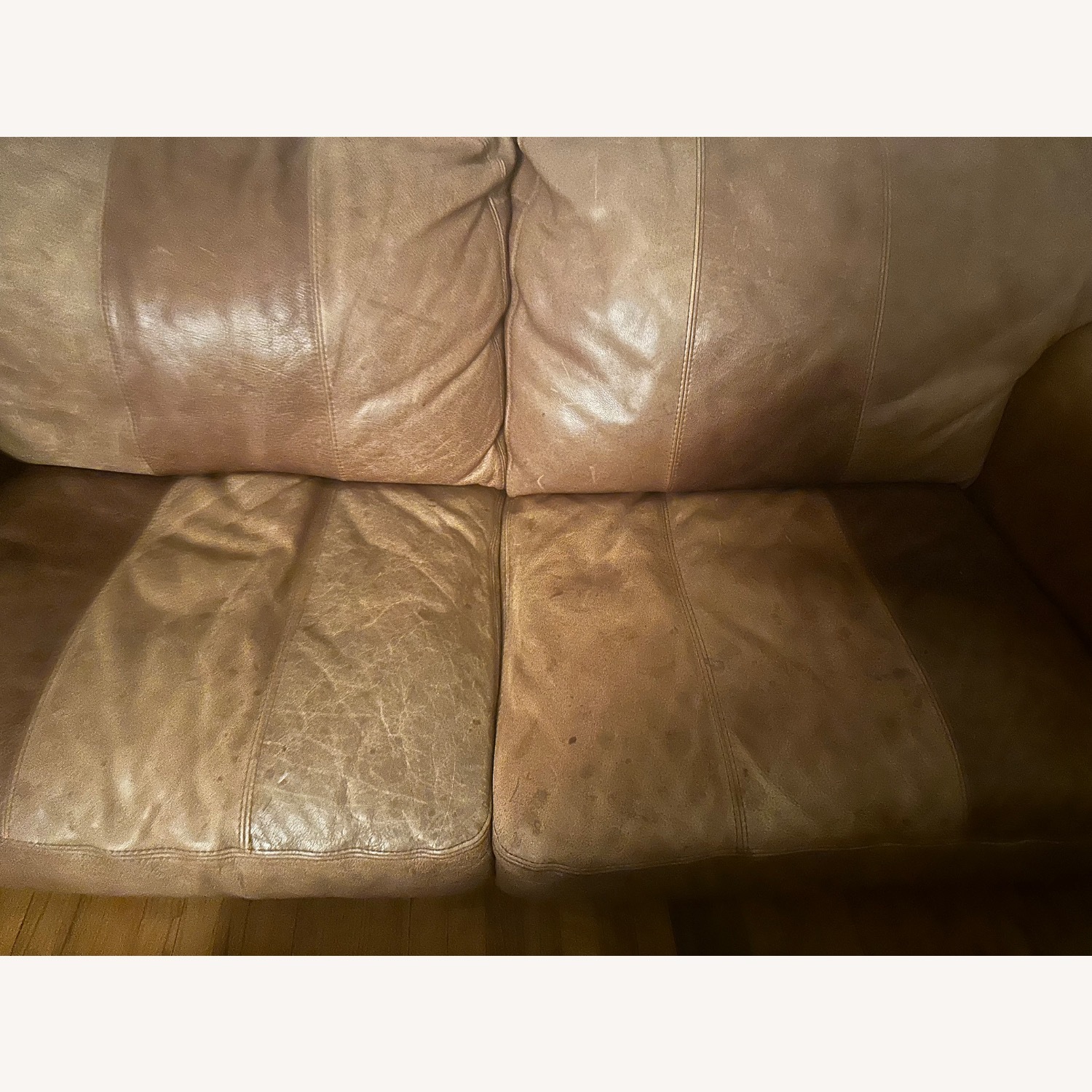 Leather Couch Brown Brushed Leather - image-2