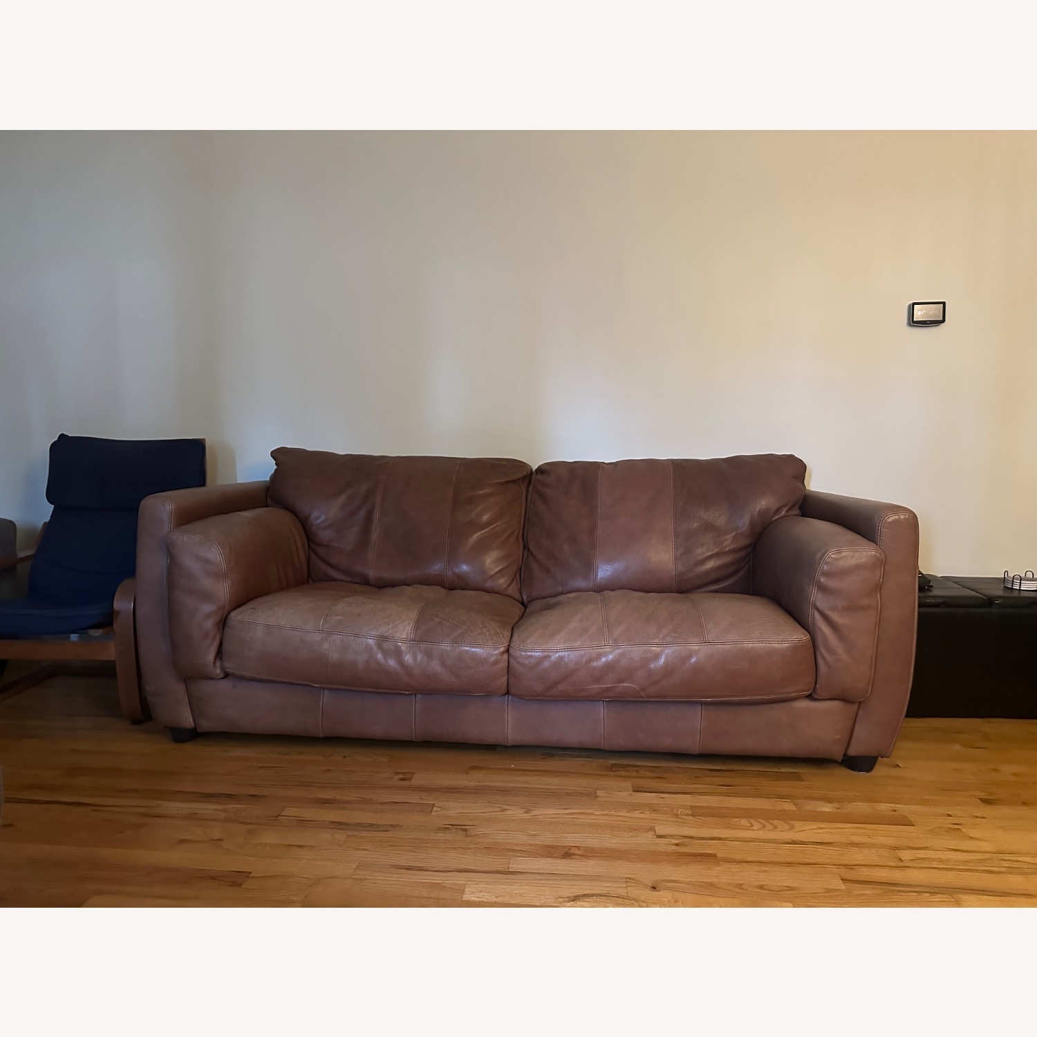 Leather Couch Brown Brushed Leather - image-1