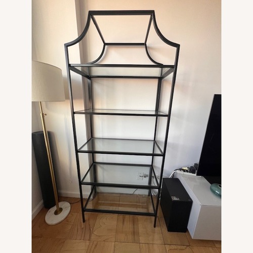 Used Wayfair Chiasson 5-Tier Modern Glass Metal Bookcase for sale on AptDeco