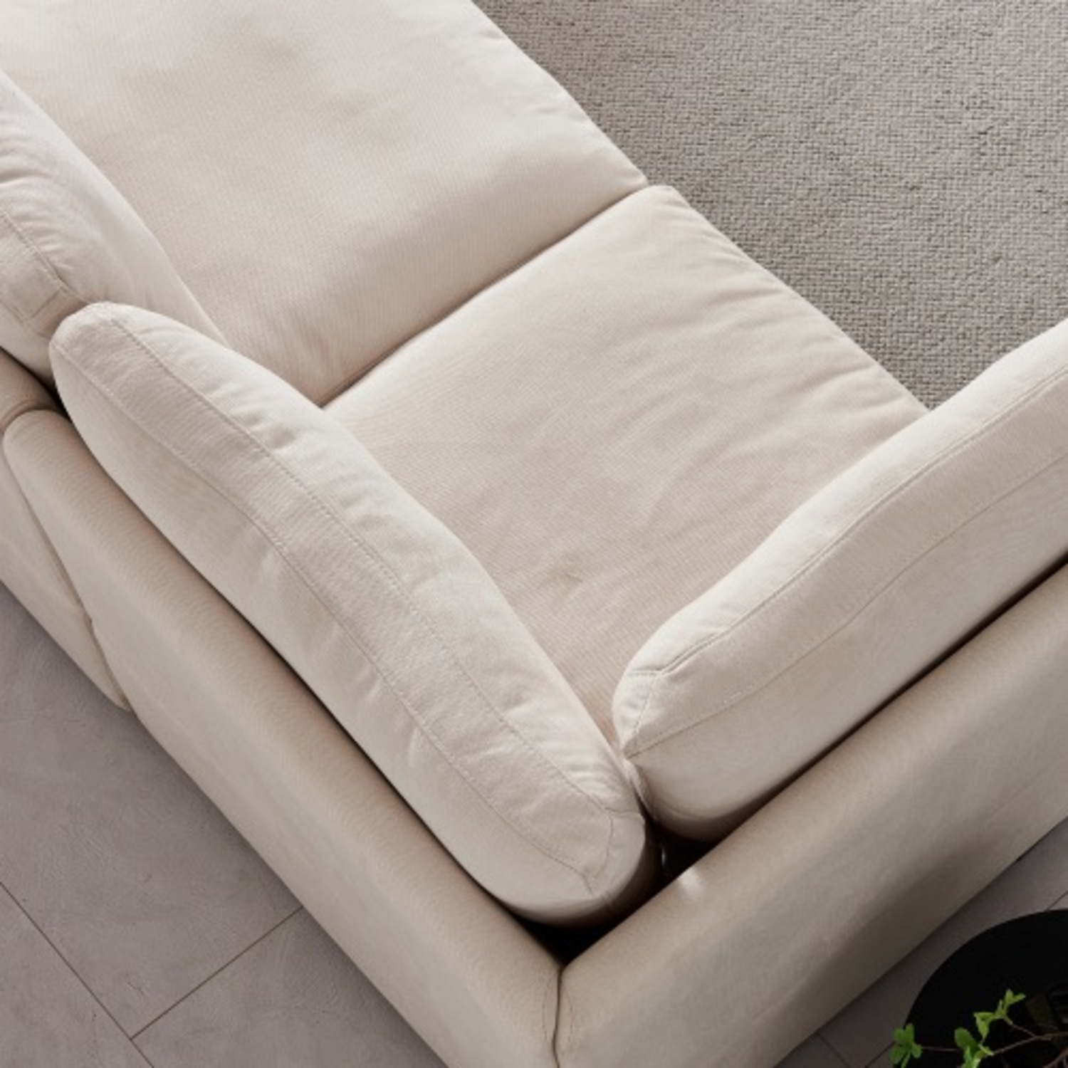 Modular Linen Sofa with Ottoman,Beige - image-6