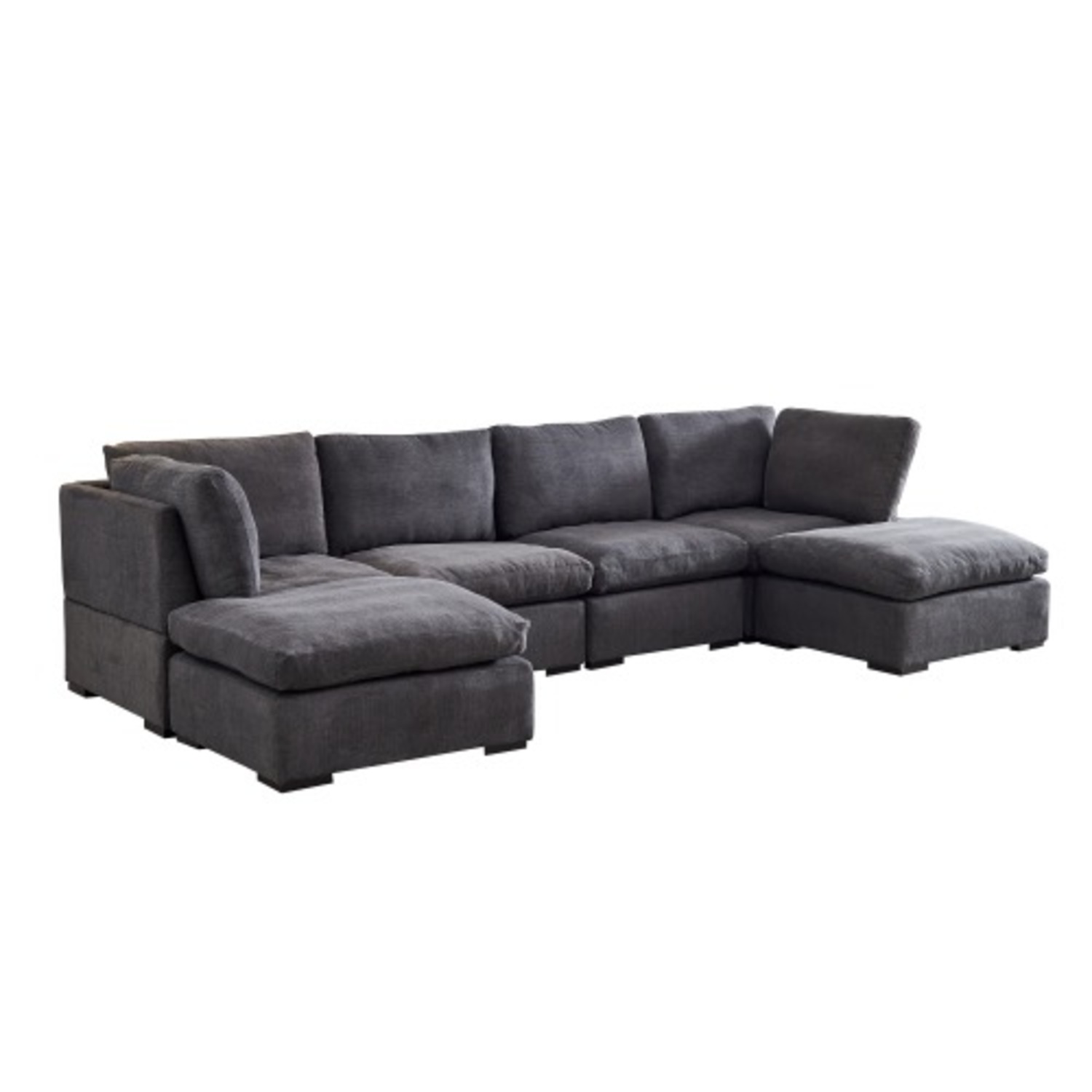 Modular Linen Sofa with Ottoman,Dark Grey - image-12