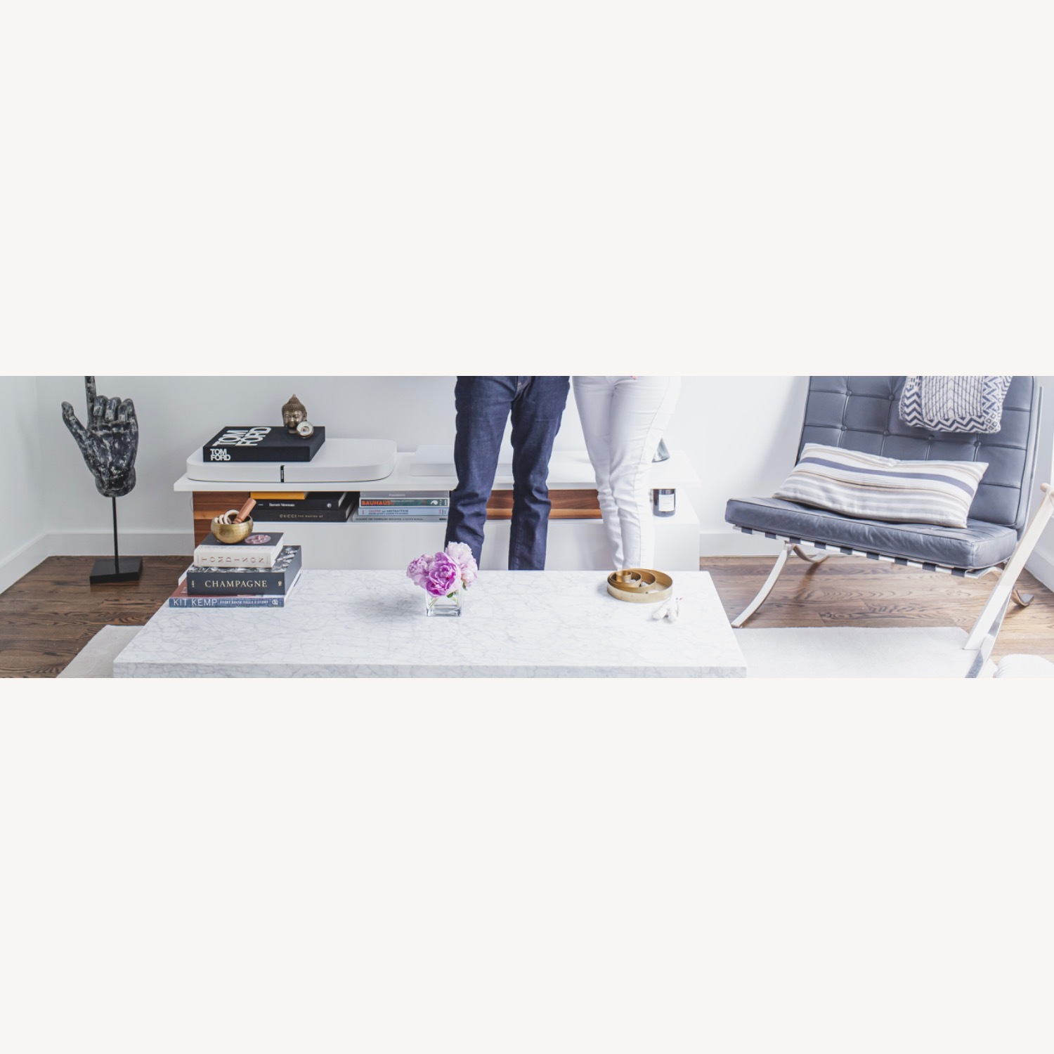 Restoration Hardware Marble Coffee Table  - image-1
