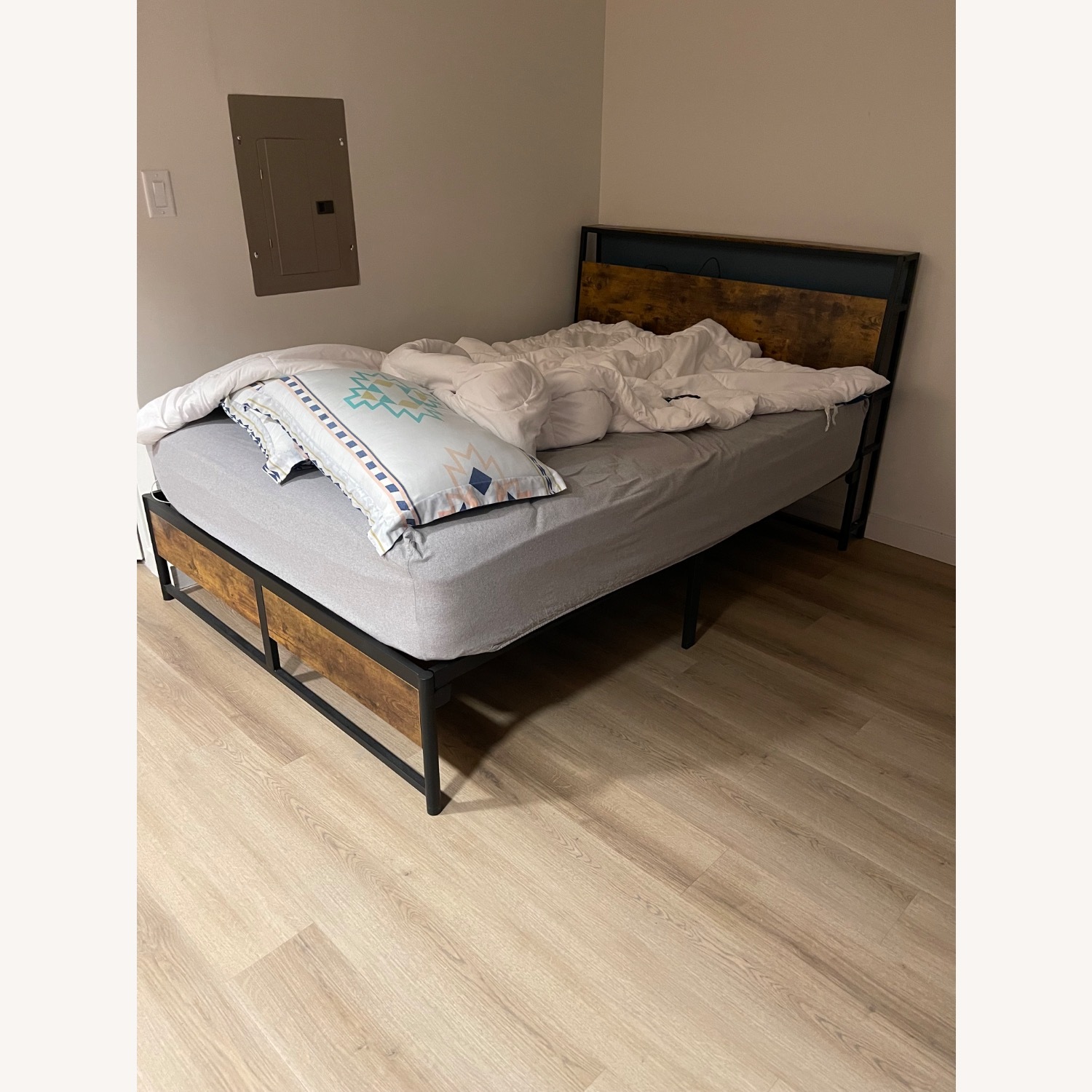 Amazon LINSY Full Bed Frame with Ergonomic Headboard - image-1