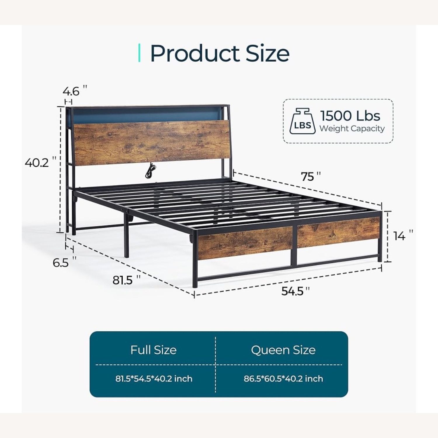 Amazon LINSY Full Bed Frame with Ergonomic Headboard - image-3