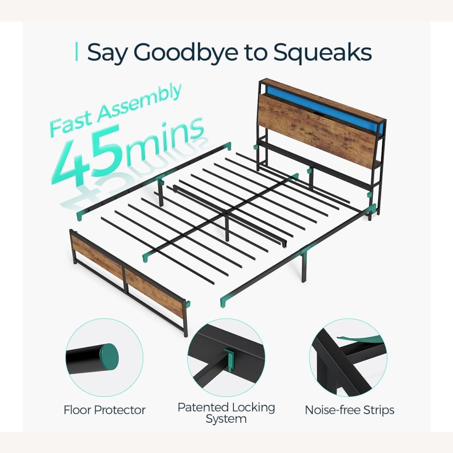 Amazon LINSY Full Bed Frame with Ergonomic Headboard - image-2