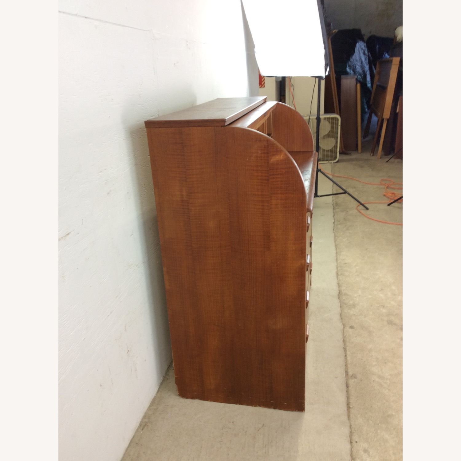 Danish Modern Roll Top Desk with 7 Drawers - image-12