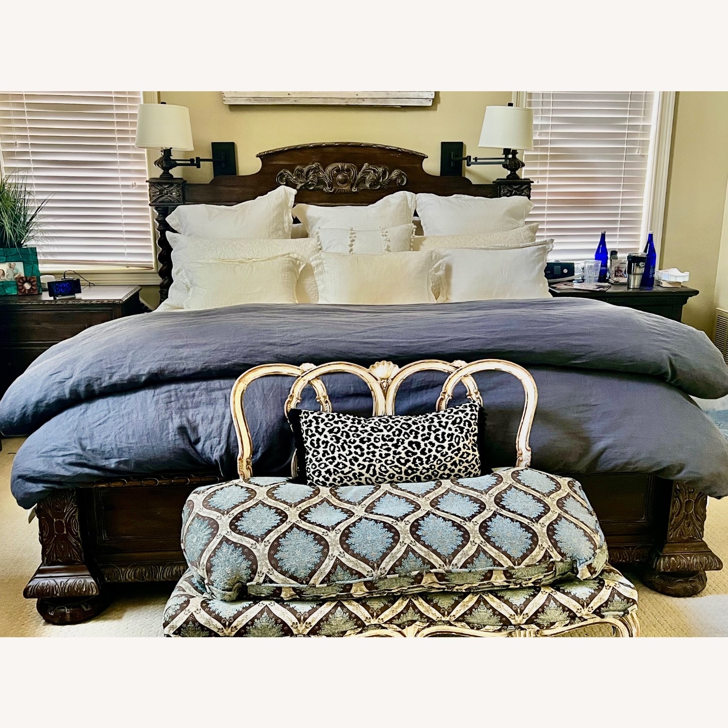 Restoration Hardware Wood Carved King Bed - image-3