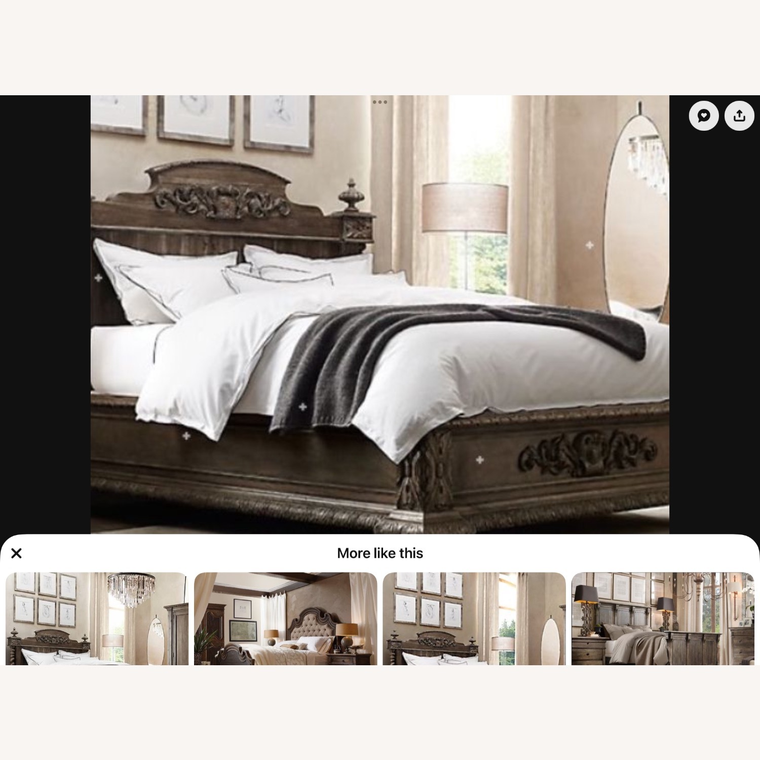Restoration Hardware Wood Carved King Bed - image-2