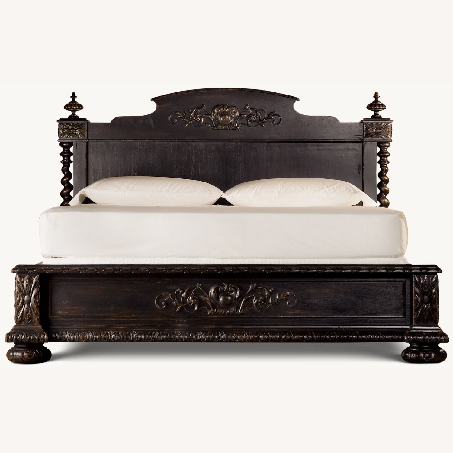 Restoration Hardware Wood Carved King Bed - image-0