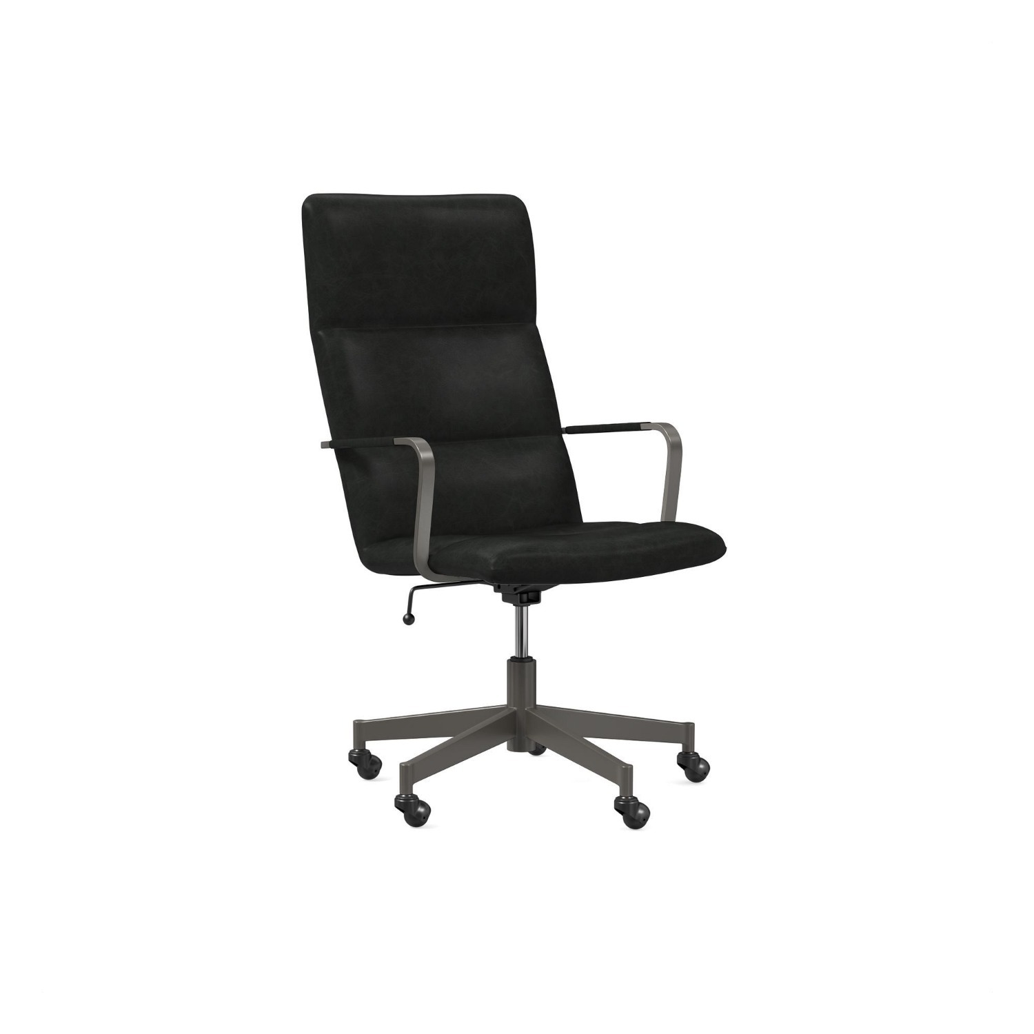 West Elm Cooper Mid-Century Black Leather Office Chair - image-2