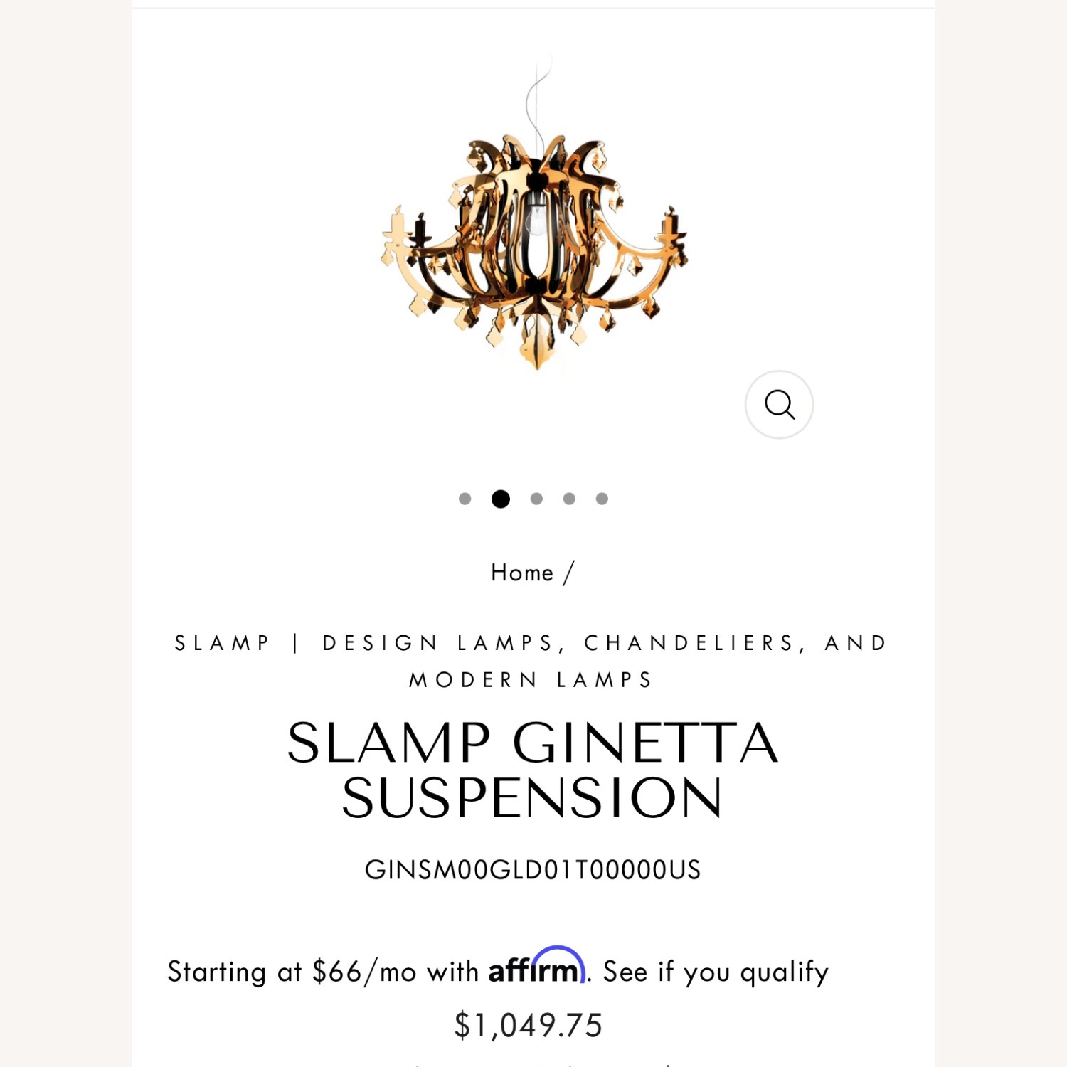 SLAMP Ginetta Designer Hanging Light – Gold - image-3