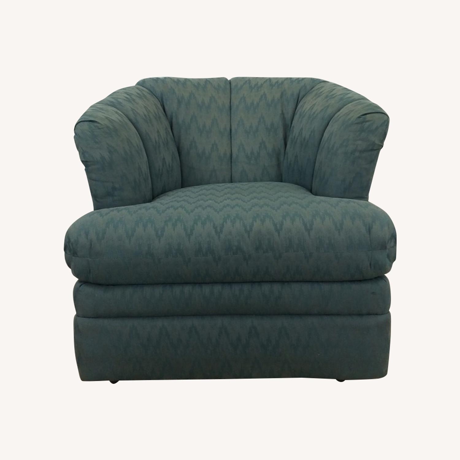 Vintage Teal 1980s Barrel Back Club Chair by Rowe - image-0