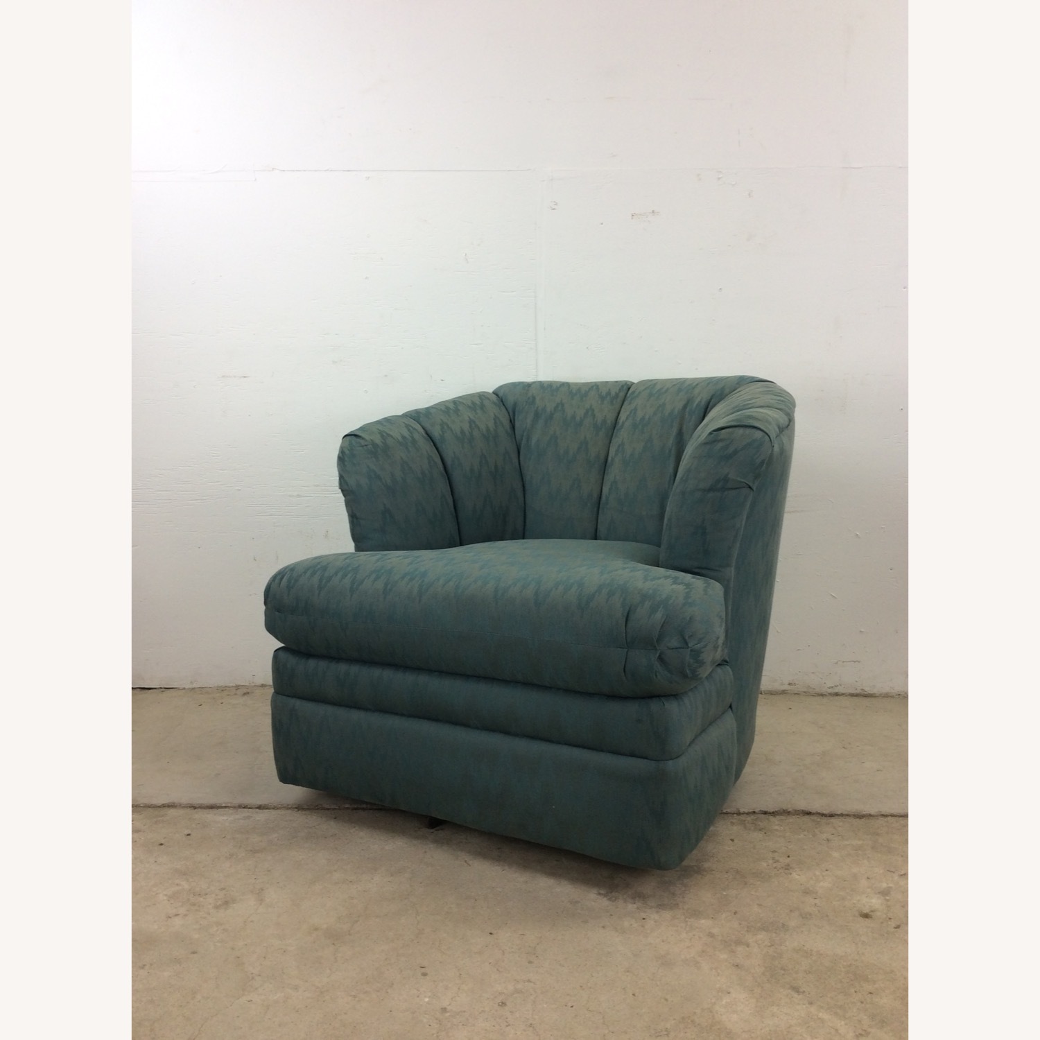 Vintage Teal 1980s Barrel Back Club Chair by Rowe - image-24
