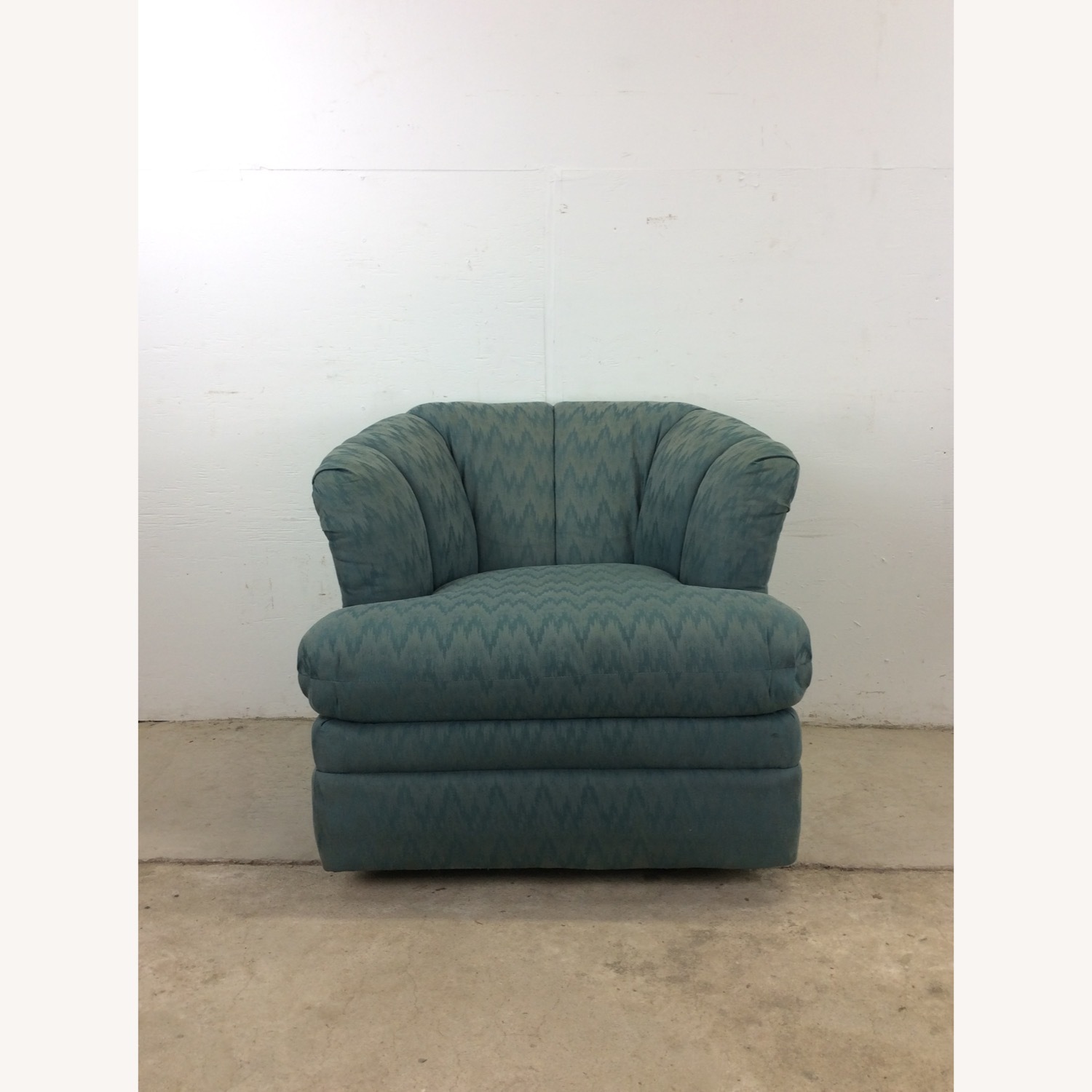 Vintage Teal 1980s Barrel Back Club Chair by Rowe - image-2