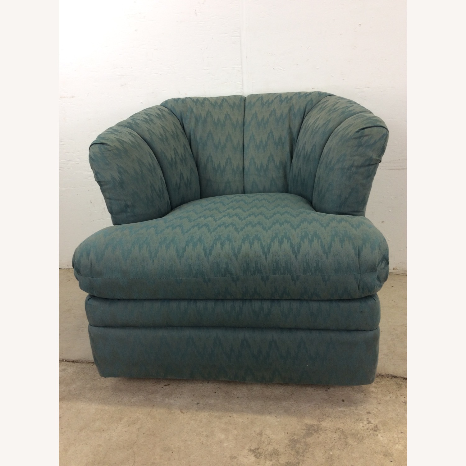Vintage Teal 1980s Barrel Back Club Chair by Rowe - image-6