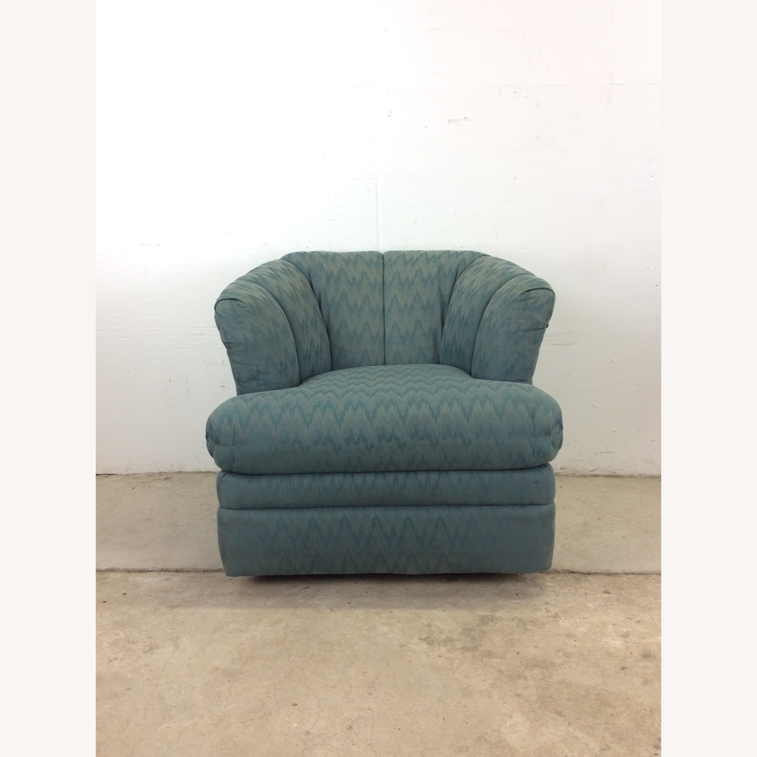 Vintage Teal 1980s Barrel Back Club Chair by Rowe - image-1