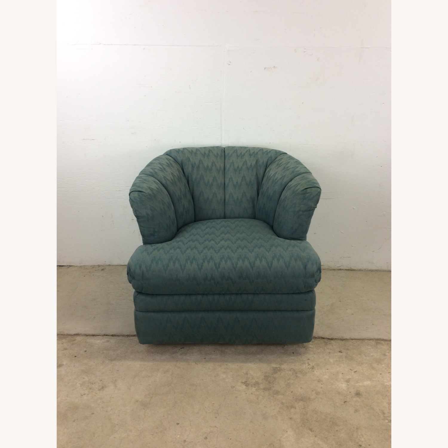 Vintage Teal 1980s Barrel Back Club Chair by Rowe - image-3