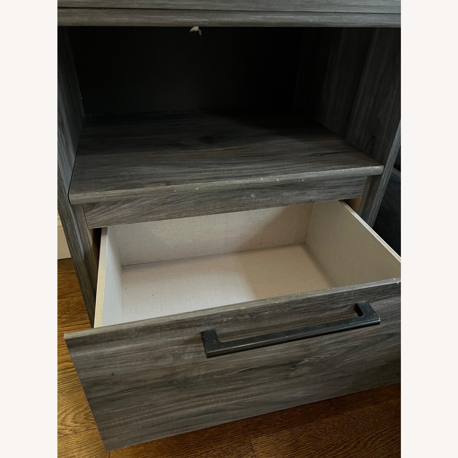 Ashley Furniture Gray Wood Panel Bed with Nightstand - image-4