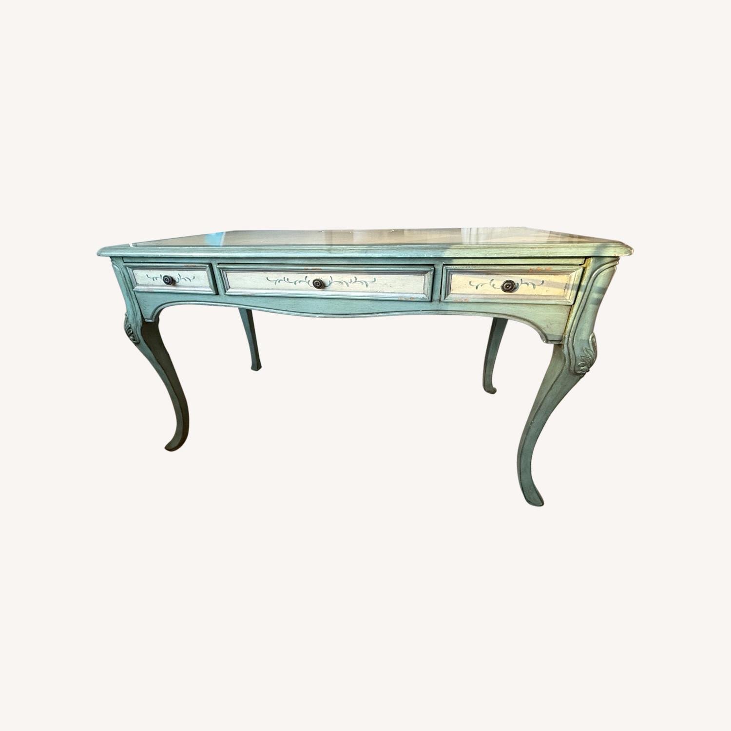 Horchow Writing Desk Pale Green and Cream - image-0