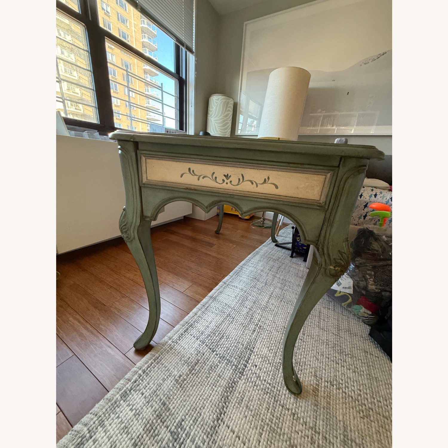 Horchow Writing Desk Pale Green and Cream - image-3
